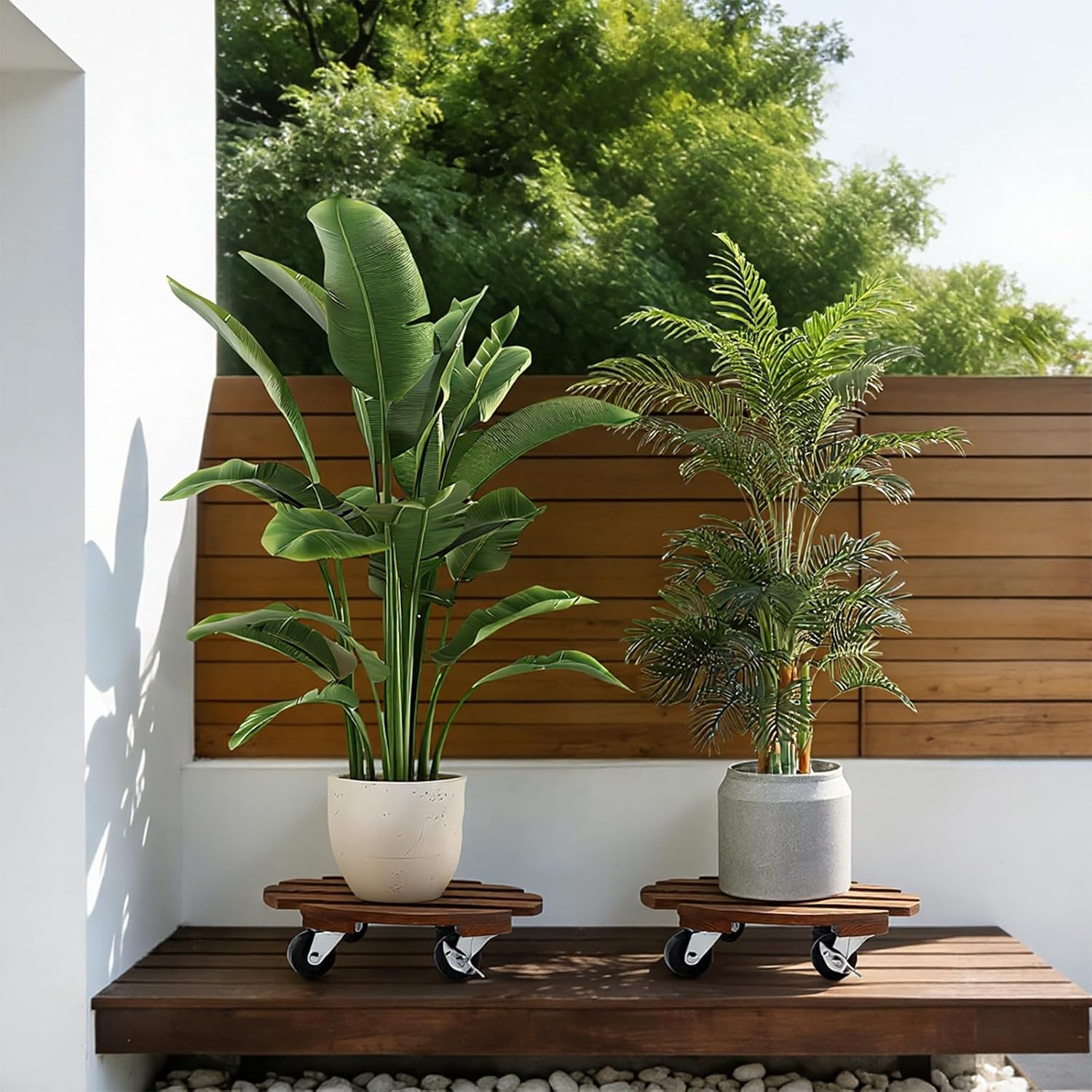 Detalle 1 de K KASONIC 30 cm plantenroller, set van 2 met zwenkwielen en remmen