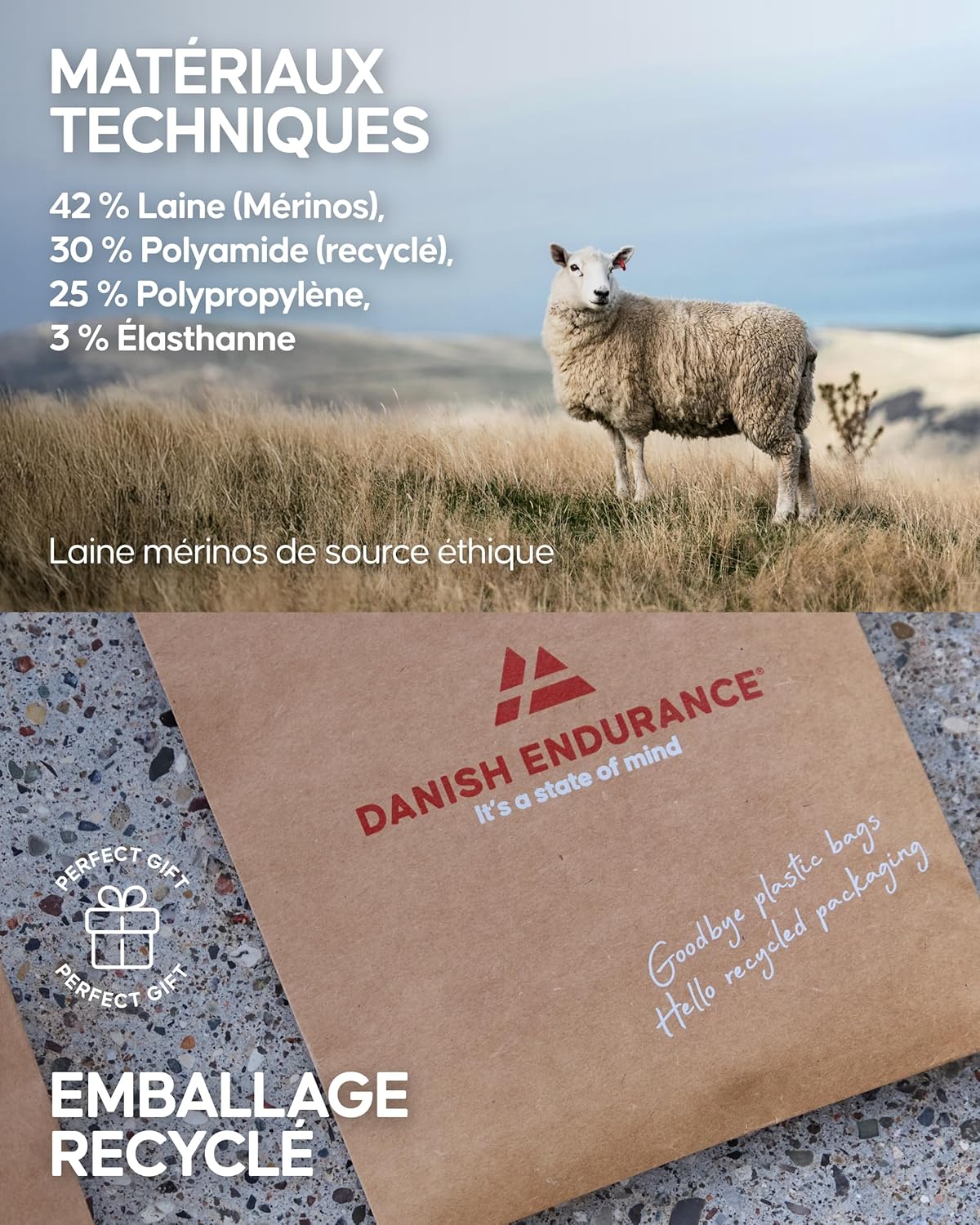 Thumbnail 4 de DANISH ENDURANCE Chaussettes Ski mérinos