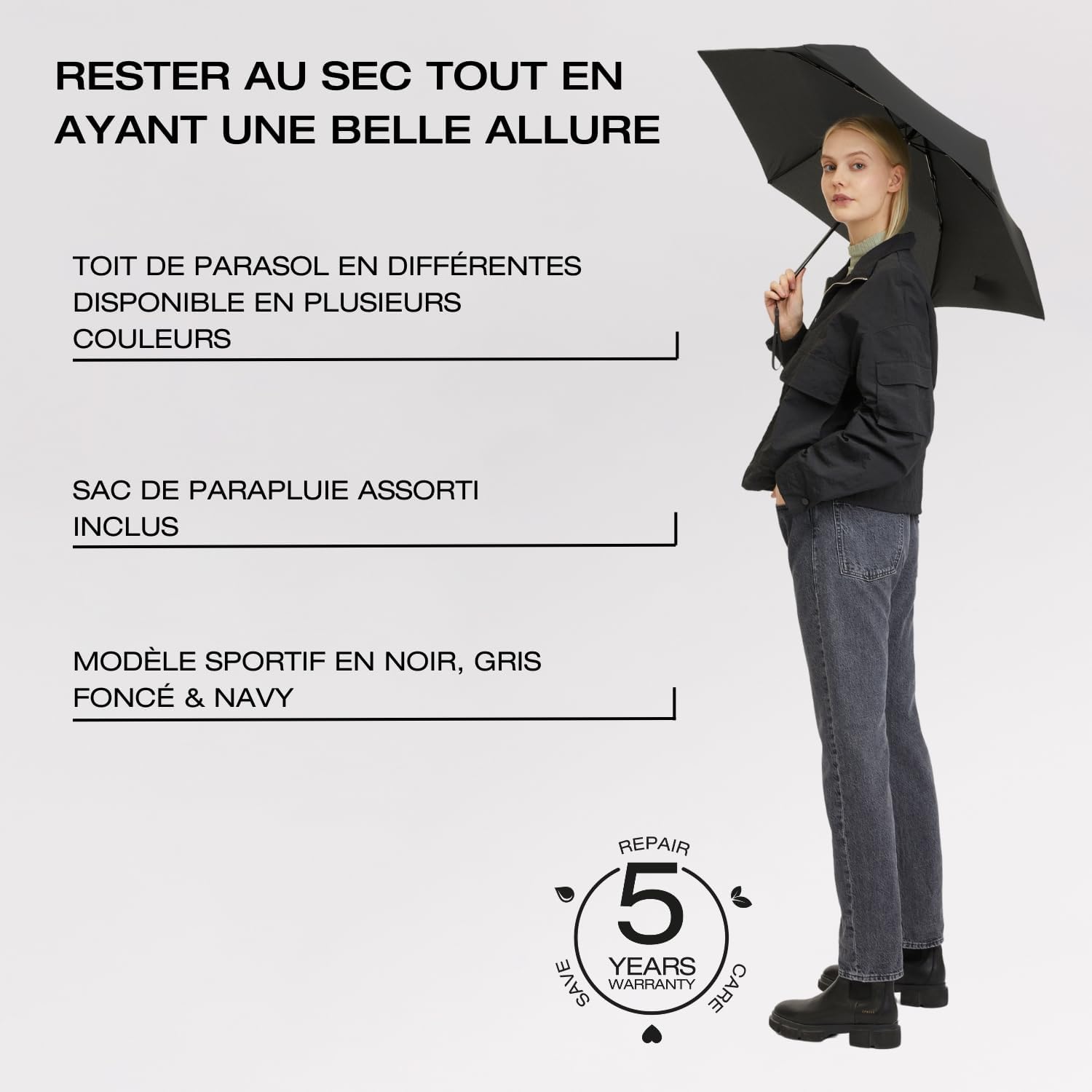 Thumbnail 5 de Knirps C.250 Light Duomatic – parapluie automatique ultraléger avec étui noir