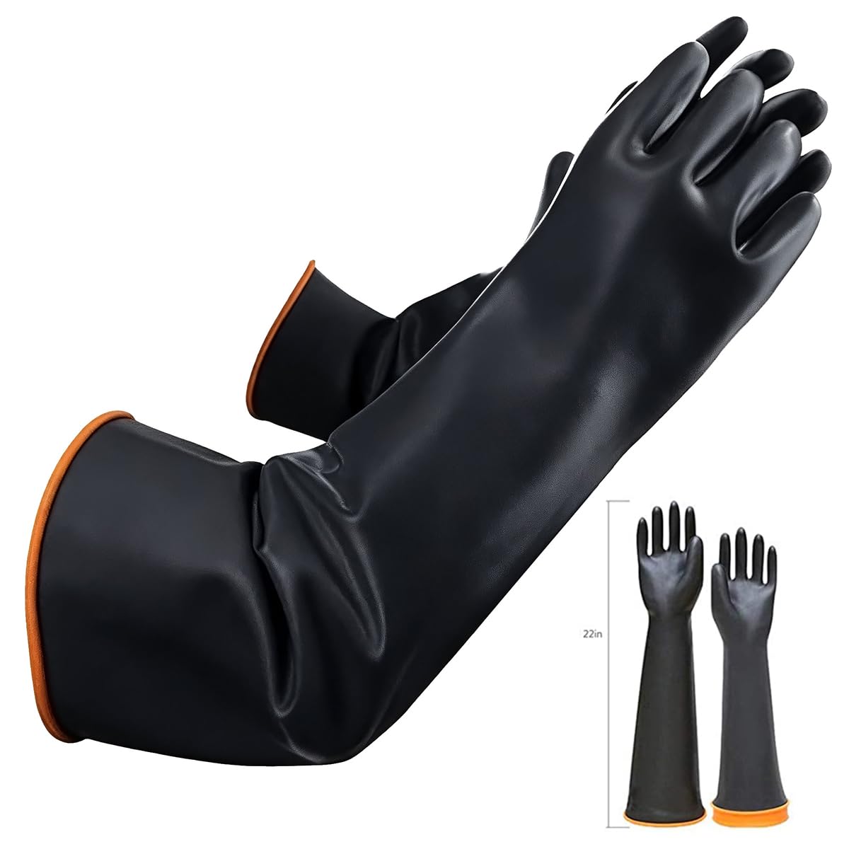 Albefer 22" Long Rubber Gloves – Chemical Resistant, Heavy Duty