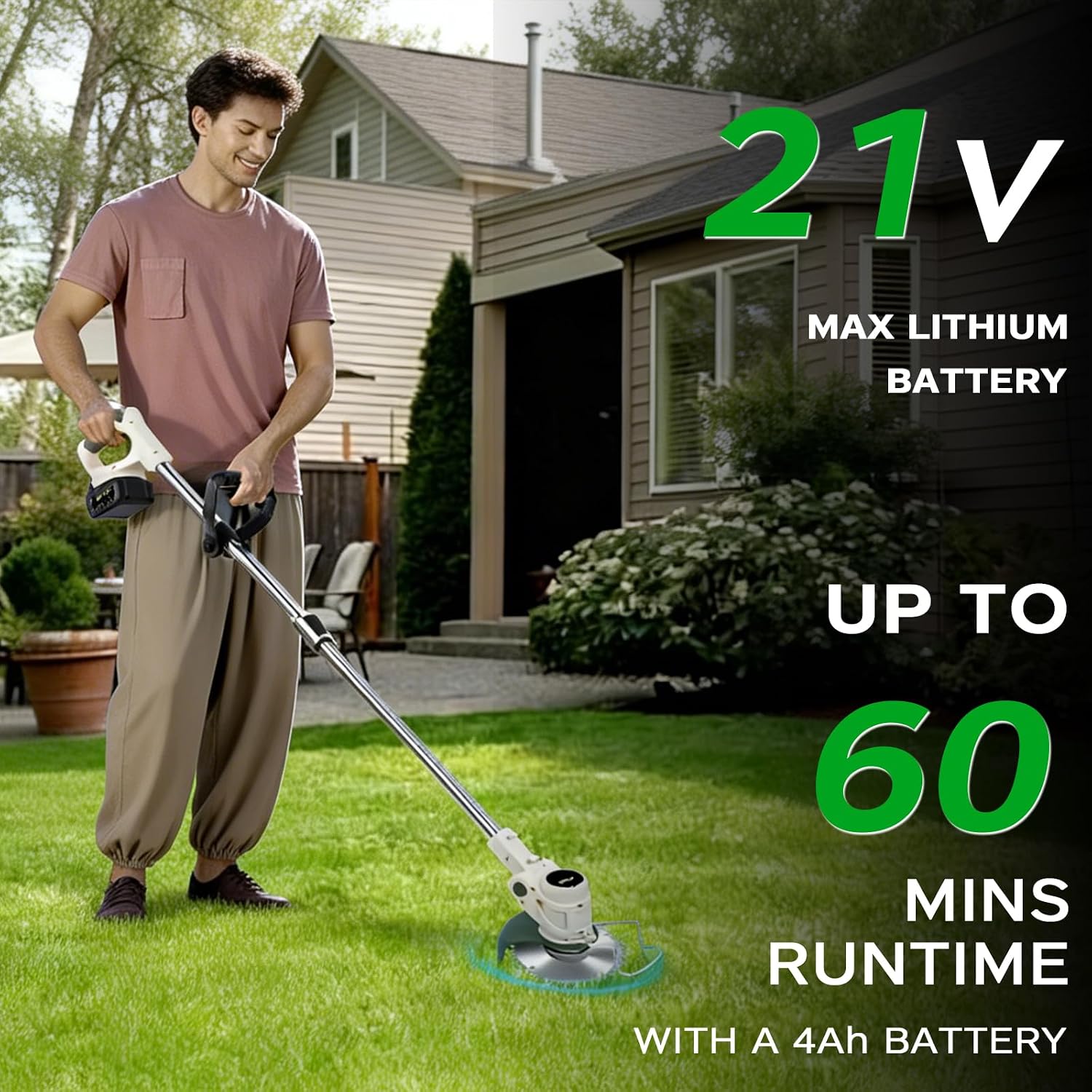 Detalle 2 de Cordless Grass Trimmer with Metal Blades (allOne 21V) – 3-in-1 stringless strimmer with 2 x 4.0Ah batteries