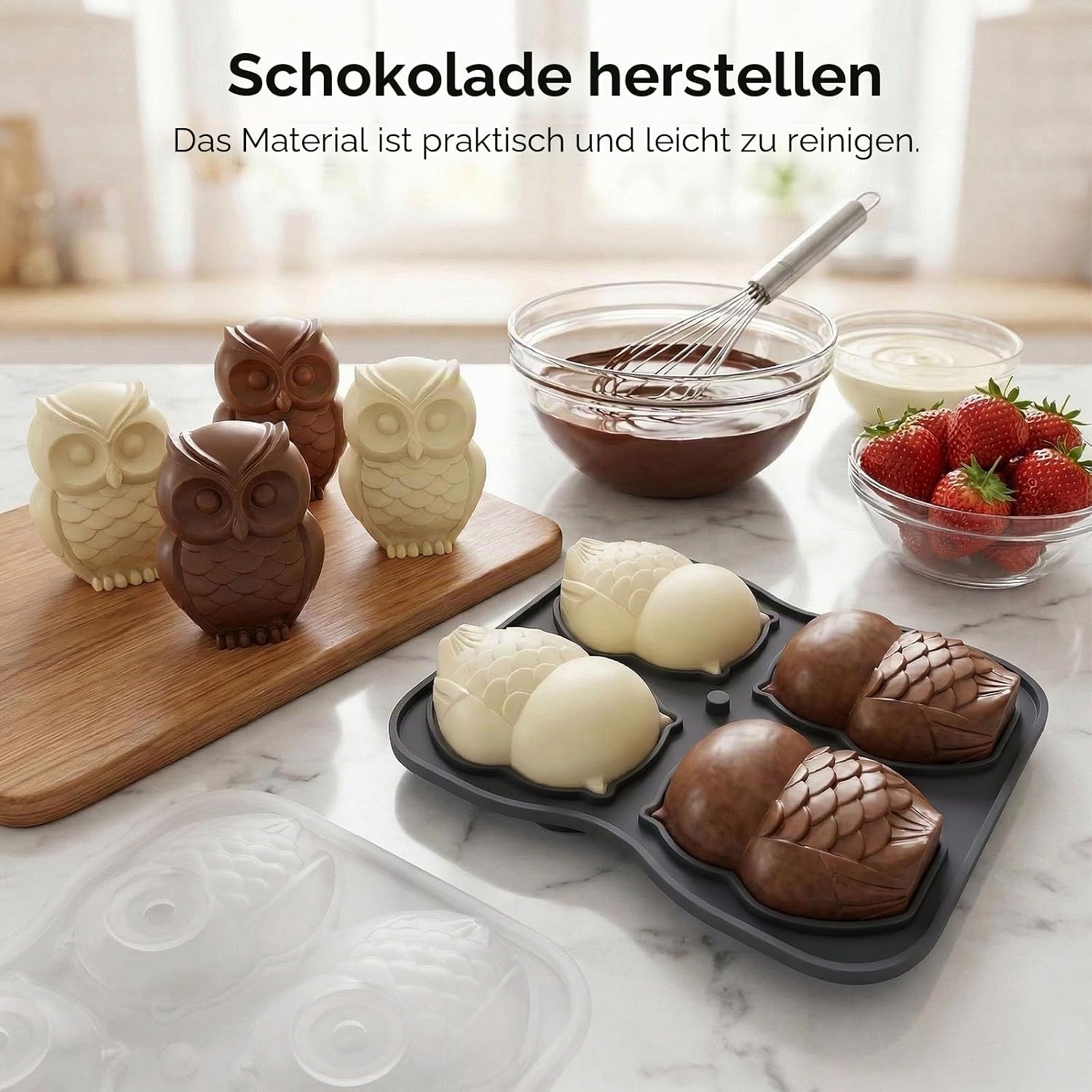 Detalle de Eiswürfelform Groß aus BPA-freiem Silikon mit Deckel – Große Eiswürfel für Cocktails, Whiskey & Getränke