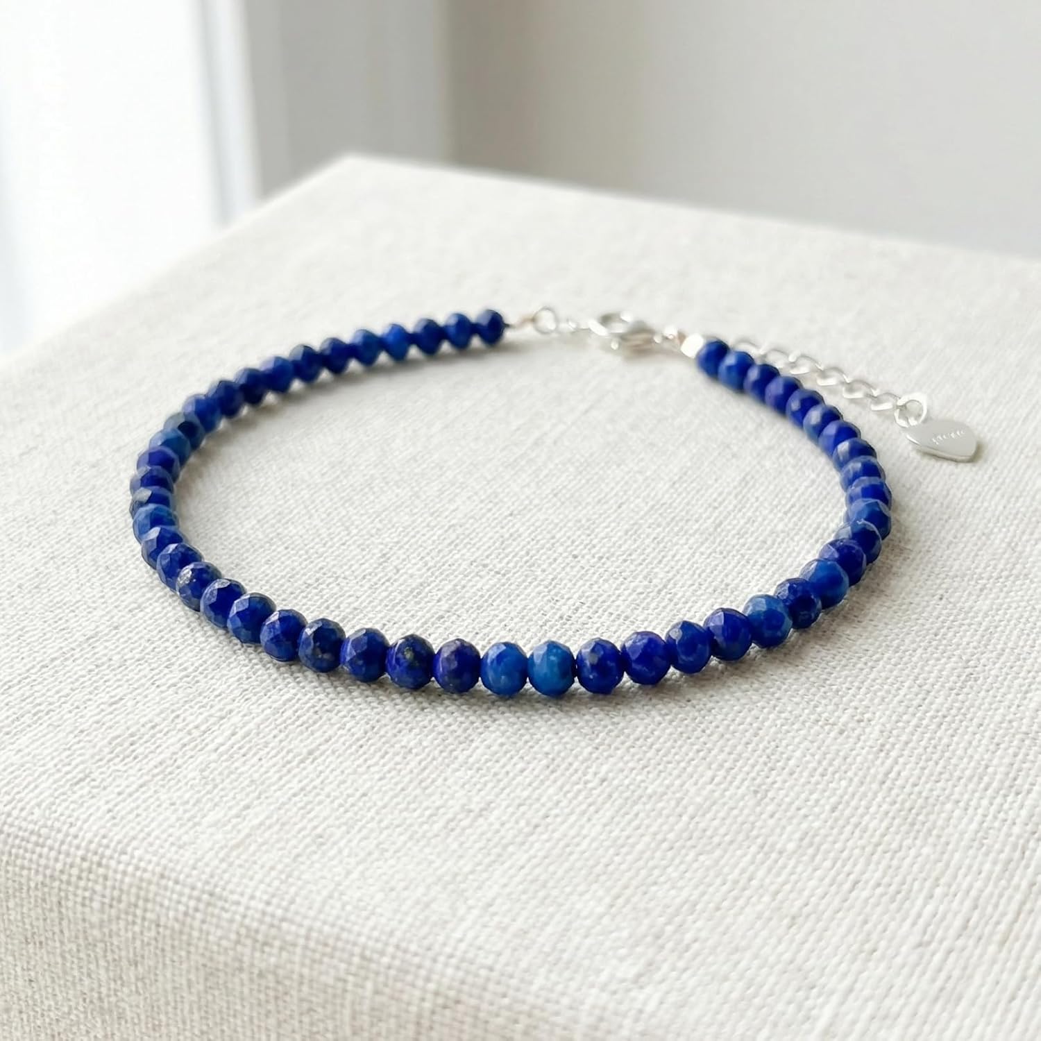 Detalle 2 de Naturstein Armband 925 Sterling Silber – Rubin, Malachit, Lapislazuli oder Granat