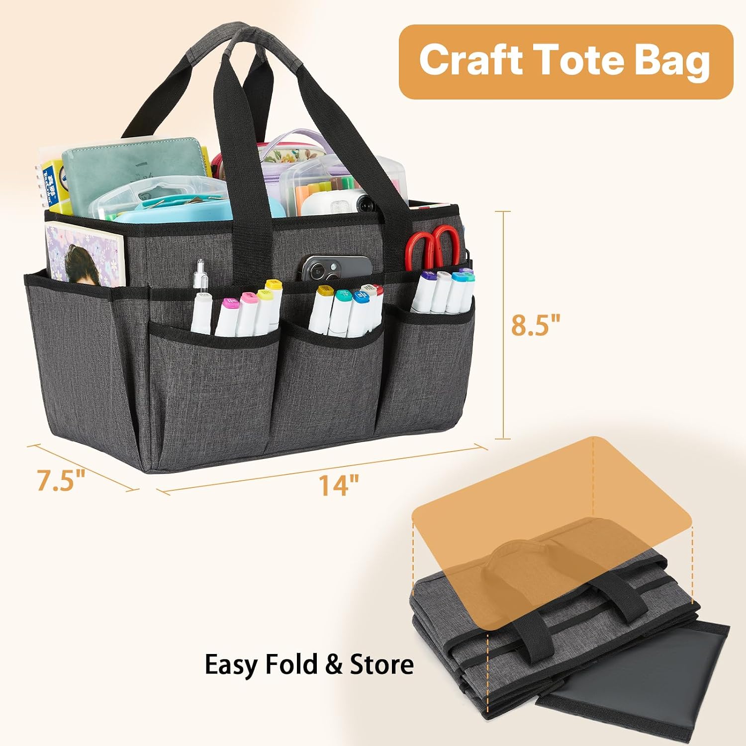 Detalle 1 de JOSIVIKY Craft Tote Bag 14x8x8.5 in