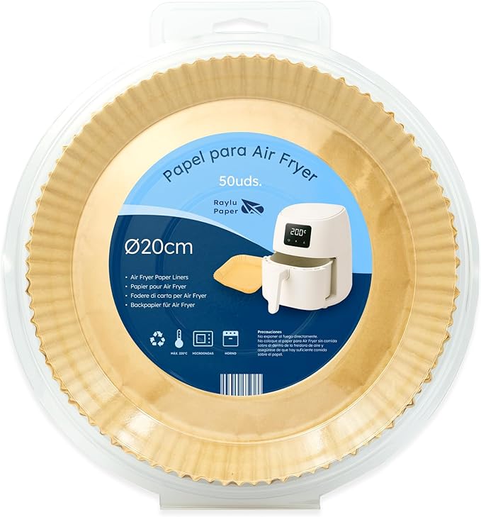 Raylu Paper - Papel para Freidora de Aire 20cm, 50 unidades 🧻