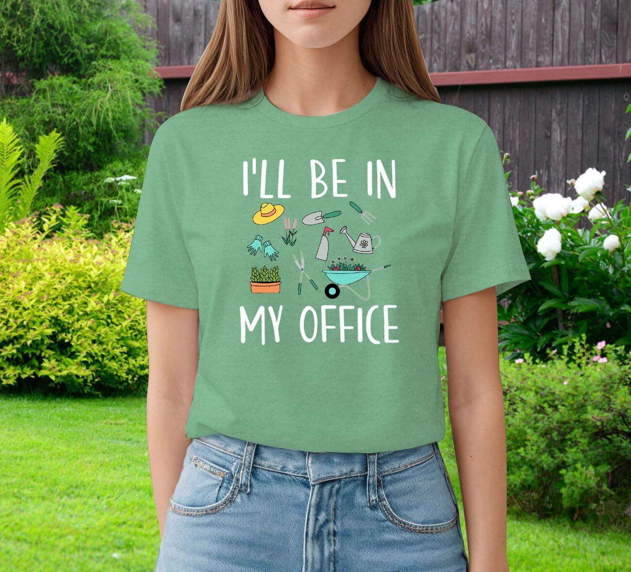 Thumbnail 2 de Qskall Garden women’s plant lover T-shirt with “I’ll Be in My Office” slogan