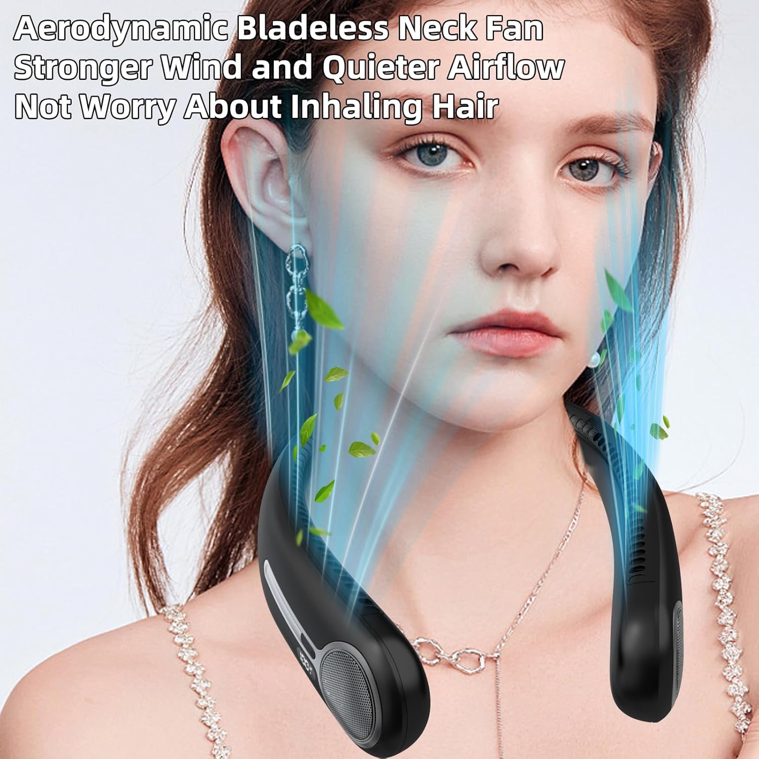 Thumbnail 6 de Portable Neck Fan with 360° Bladeless Cooling, 6000mAh USB Rechargeable - Hands-Free Personal Wearable Fan (Black)