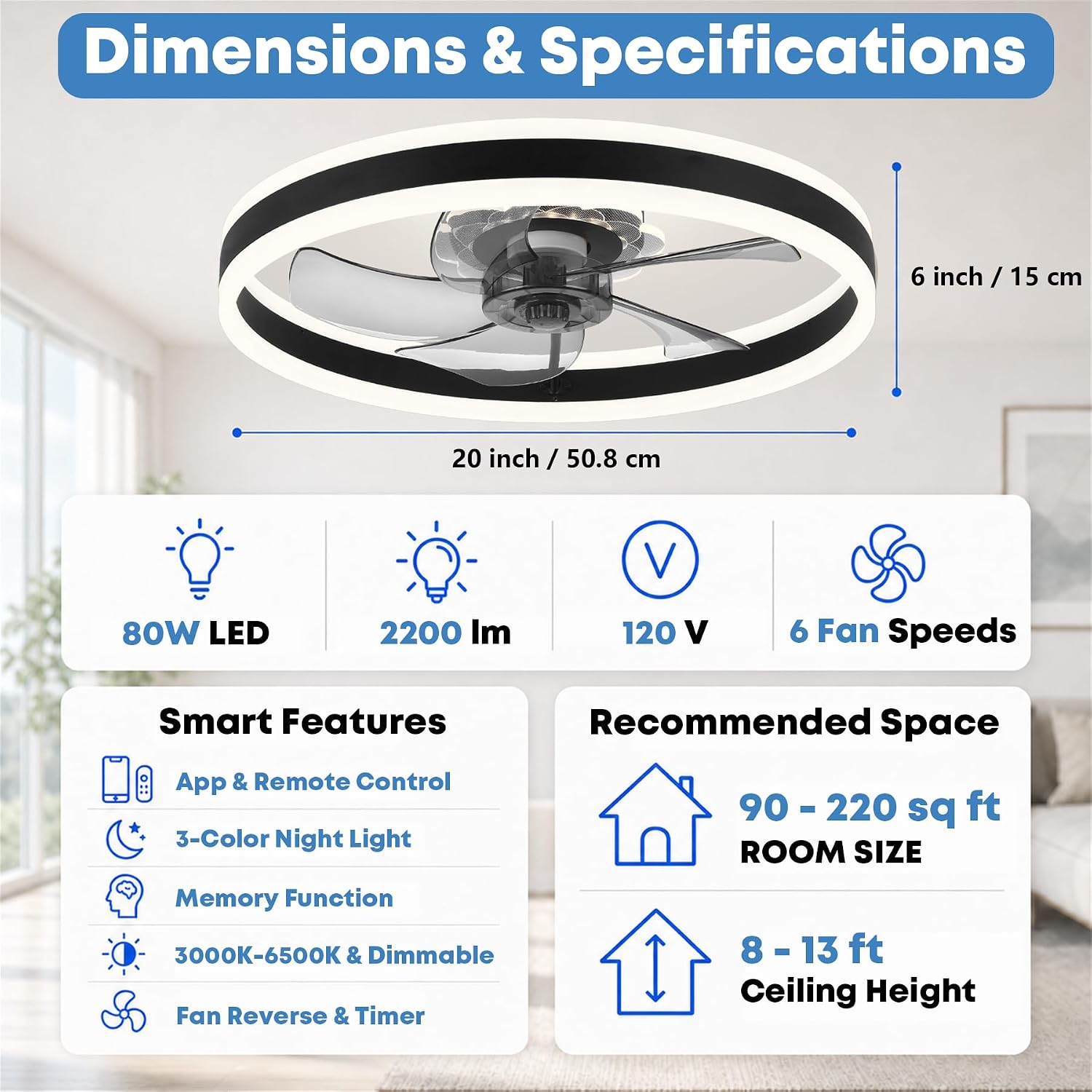 Thumbnail 6 de Fszdorj 20-inch Ceiling Fan