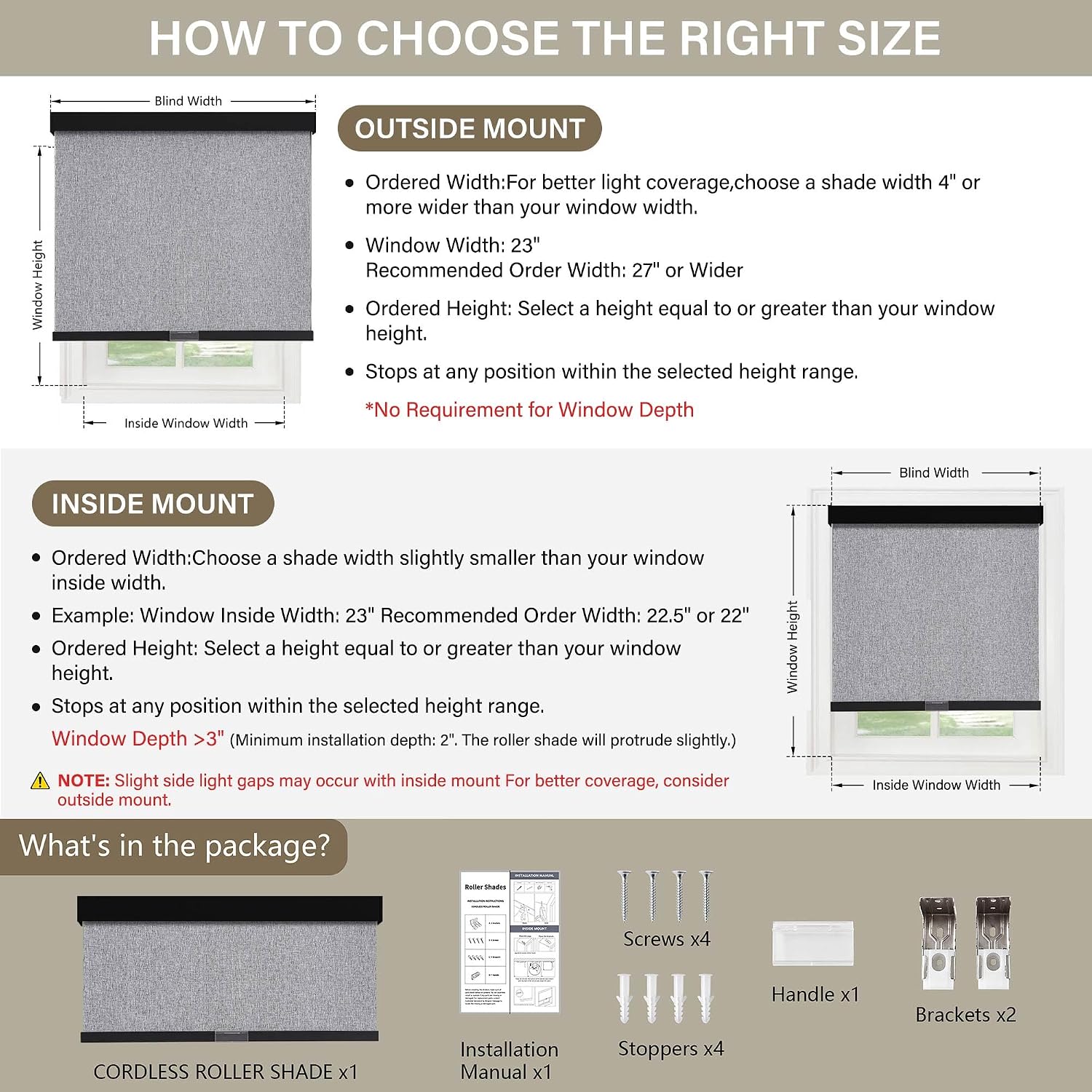 Detalle de SUNOFF Blackout Roller Shades, 34" x 72