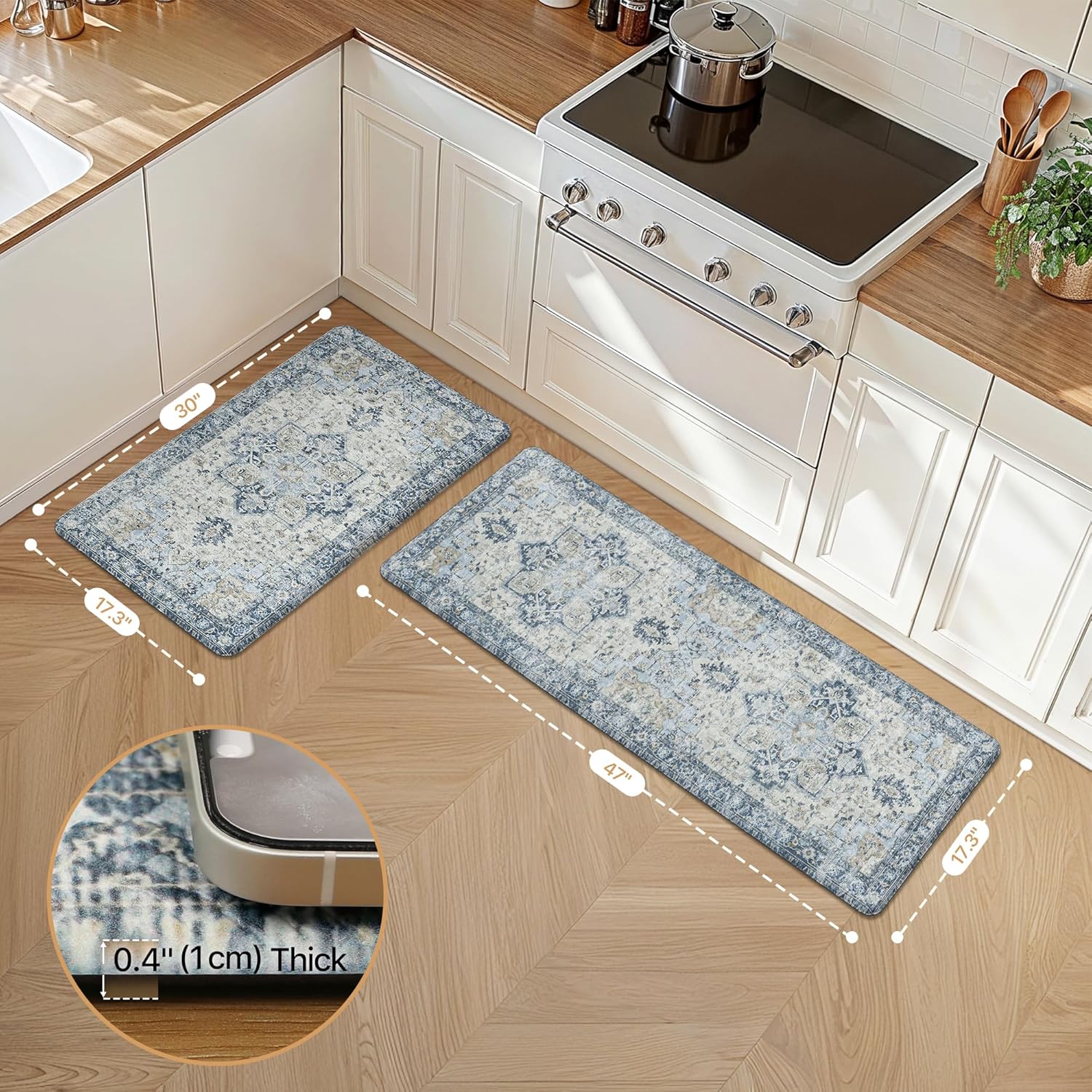 Thumbnail 1 de GENIMO Kitchen Mats for Floor 2PCs: Waterproof, Anti-Fatigue PVC Runner Set