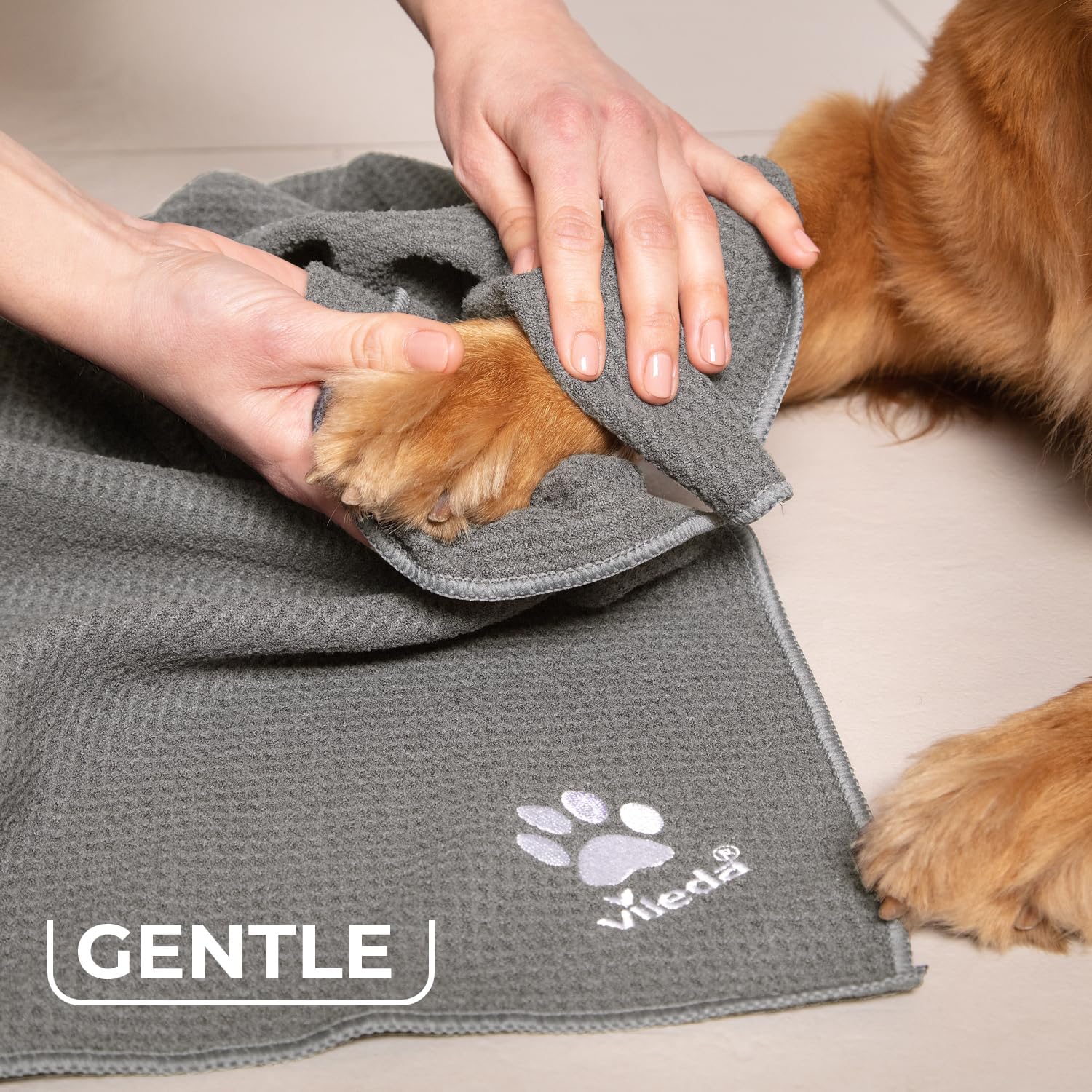 Detalle de Vileda Pet Pro XL: Panno in Microfibra per Animali, asciuga e pulisce rapidamente cani e gatti