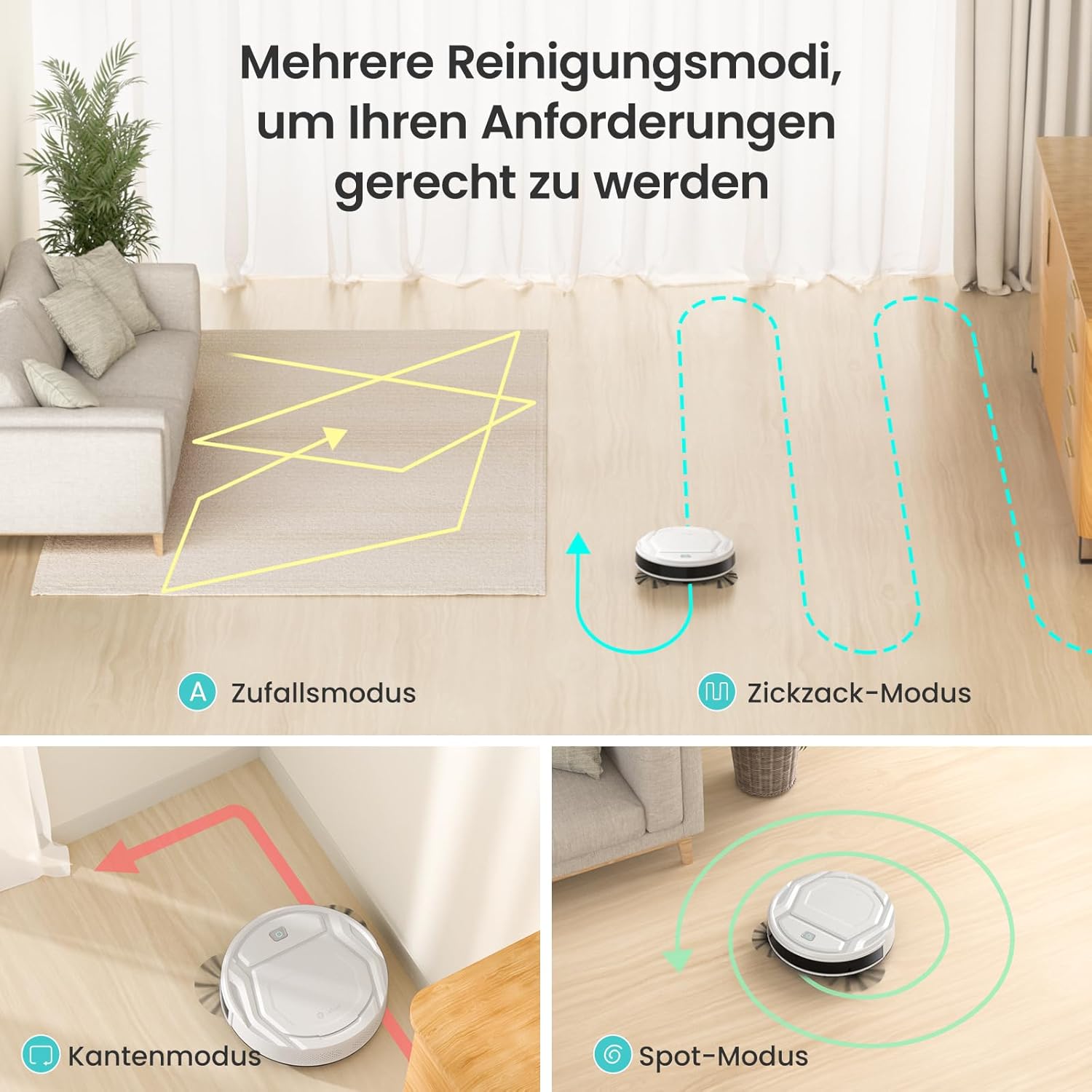 Detalle de Lefant M210P Saugroboter ohne Wischfunktion – kompakt, stark und tierhaarfreundlich