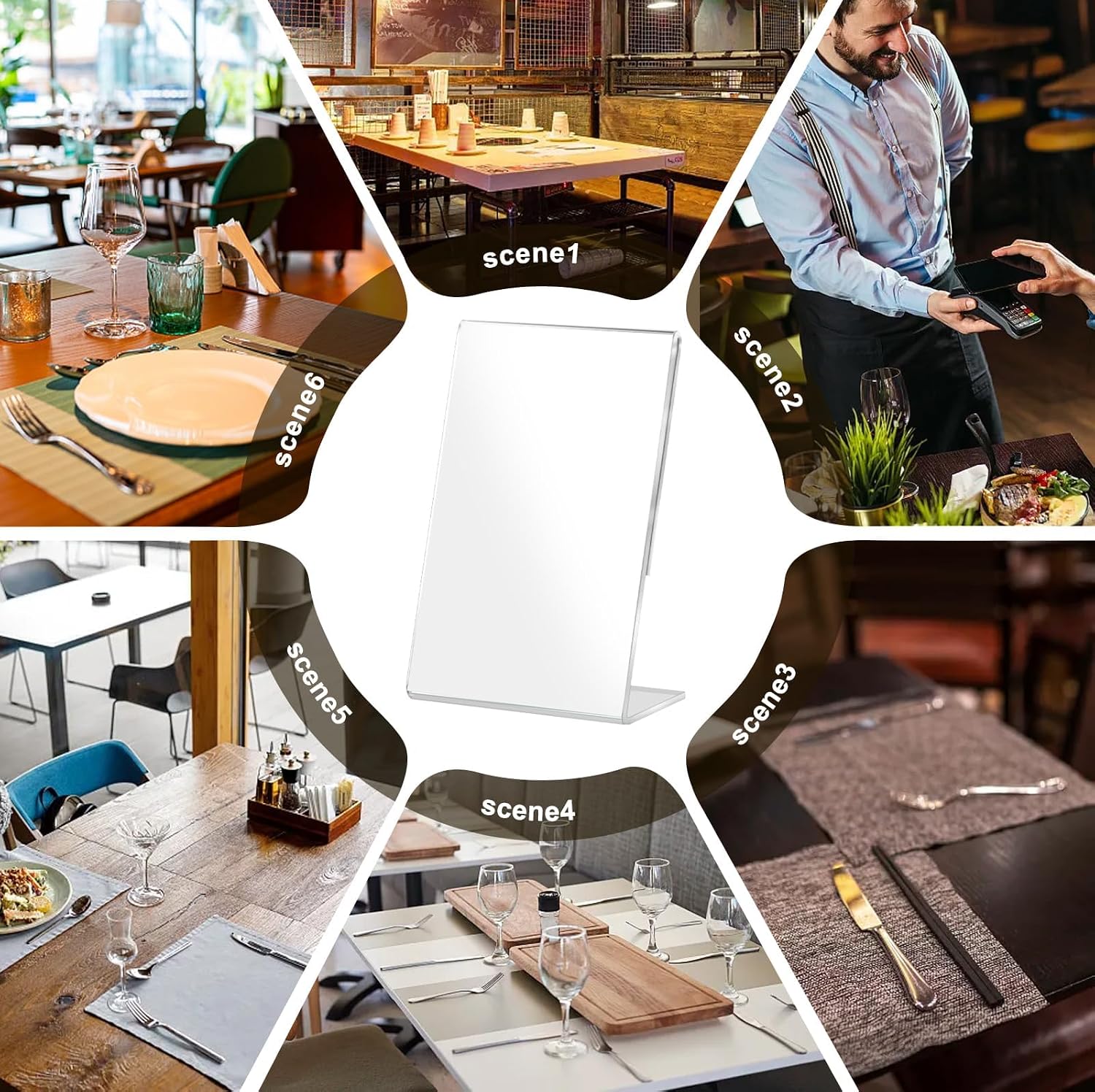 Thumbnail 5 de HOSPAOP HFLA5 A5-tafelstandaard van transparant acryl, schuin L-model, set van 5