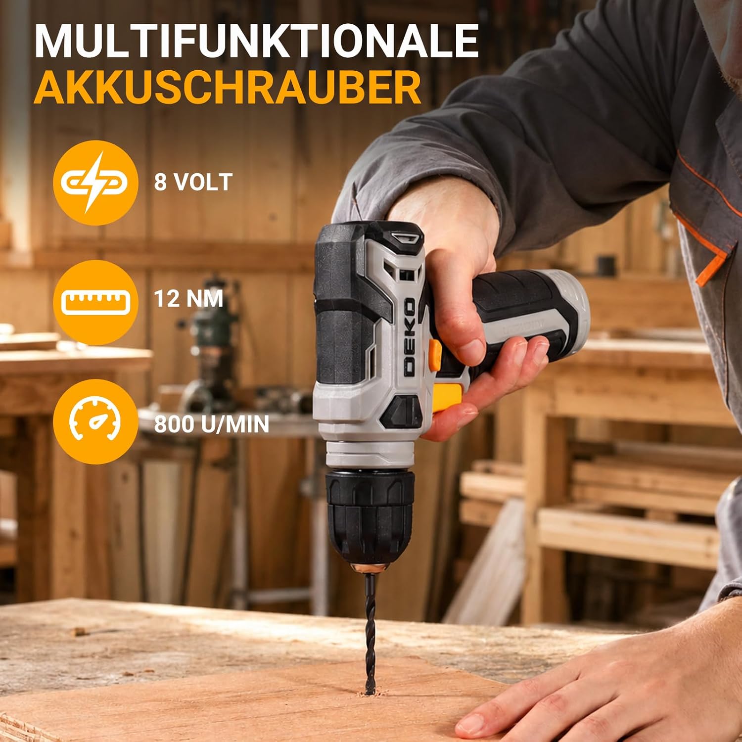 Thumbnail 6 de Werkzeugkoffer DEKO 126-teilig 8V Akkuschrauber