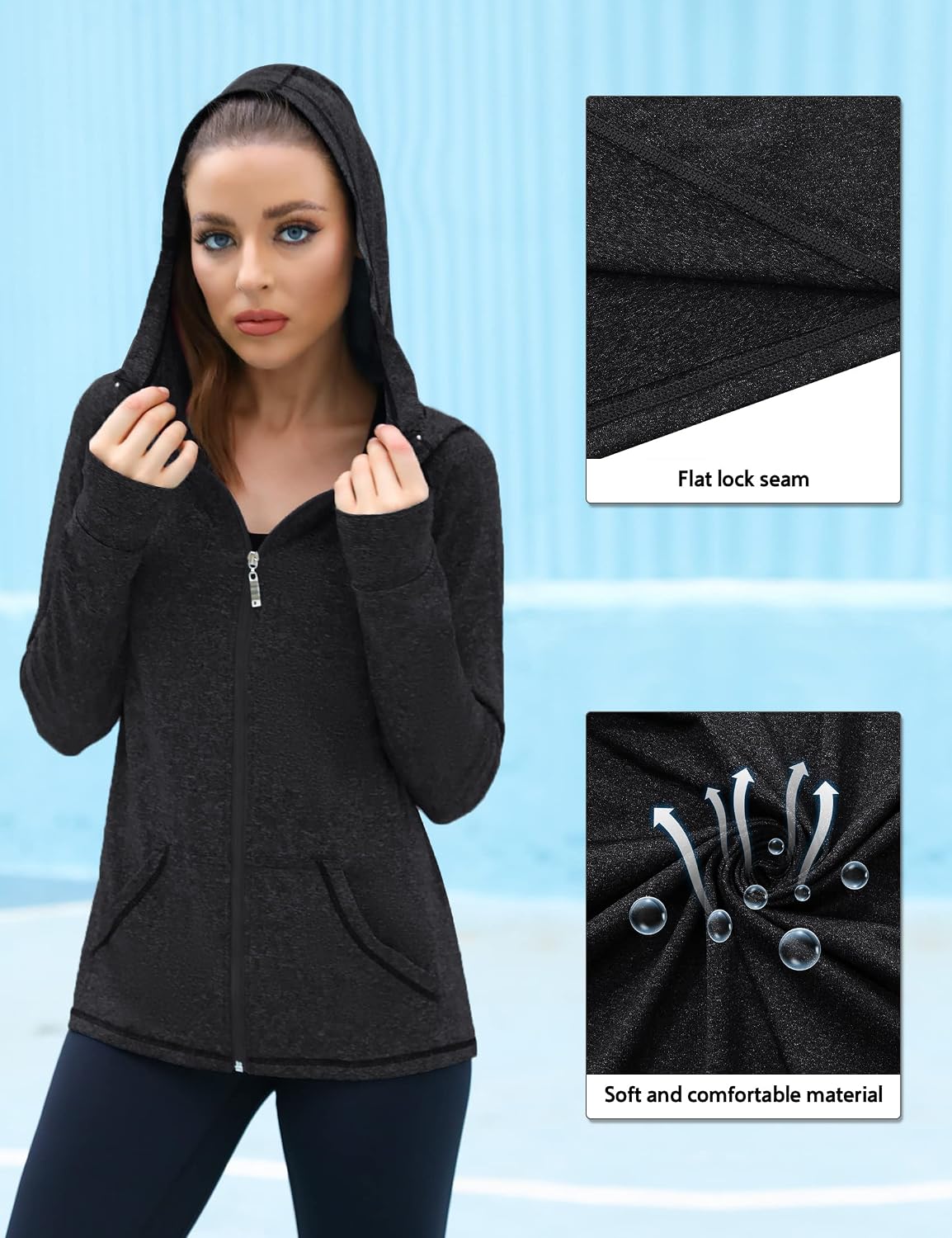 Thumbnail 2 de Sykooria Felpa Donna con Cappuccio e Zip Leggera: comfort sportivo e traspirante
