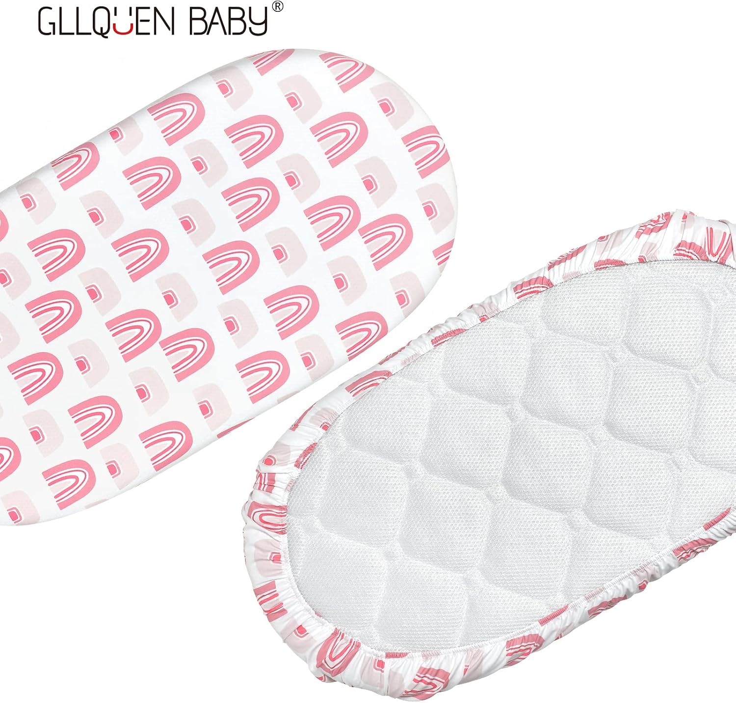 Thumbnail 2 de GLLQUEN Baby 4Pack Moses Basket Fitted Sheets – 81 x 41 cm, 100% Microfiber, Oeko-Tex 100