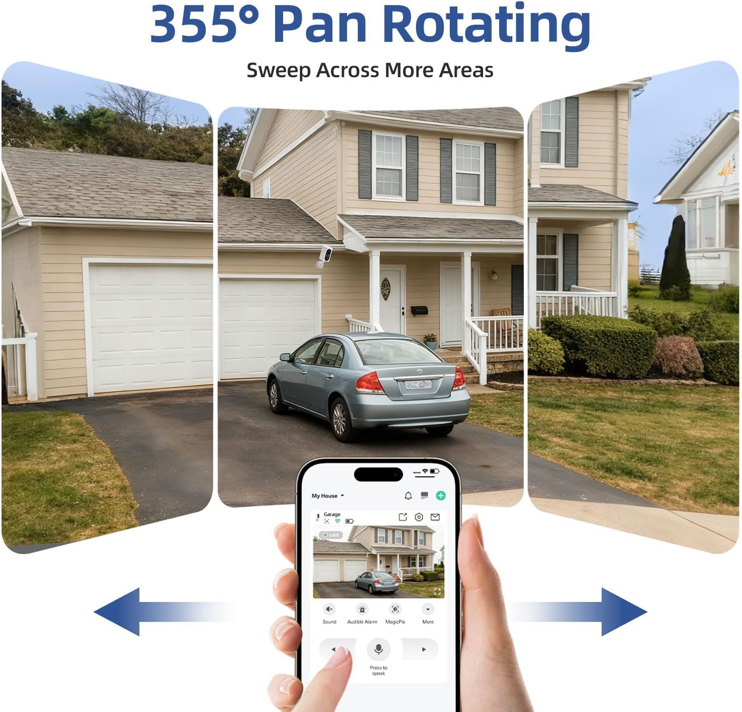 Thumbnail 2 de Security Cameras Wireless Outdoor 2-Pack (355° Pan, 2K, Color Night Vision, WiFi Battery, PIR Alerts, 2-Way Talk, IP65) — Spotlight & Siren