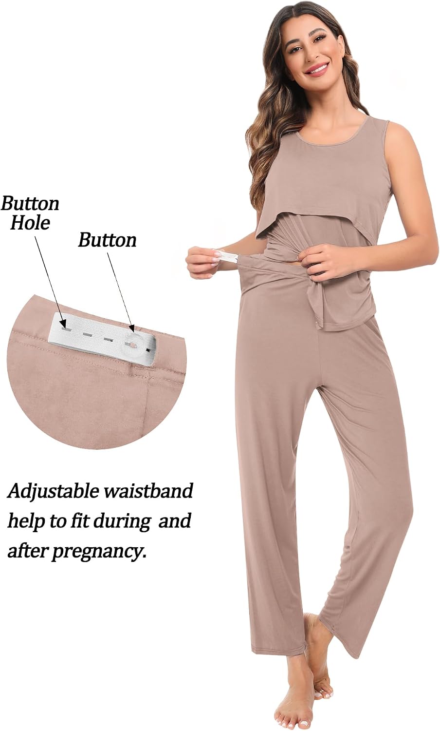 Detalle de SWOMOG Maternity Nursing Robe Set 3 PCS 🤰