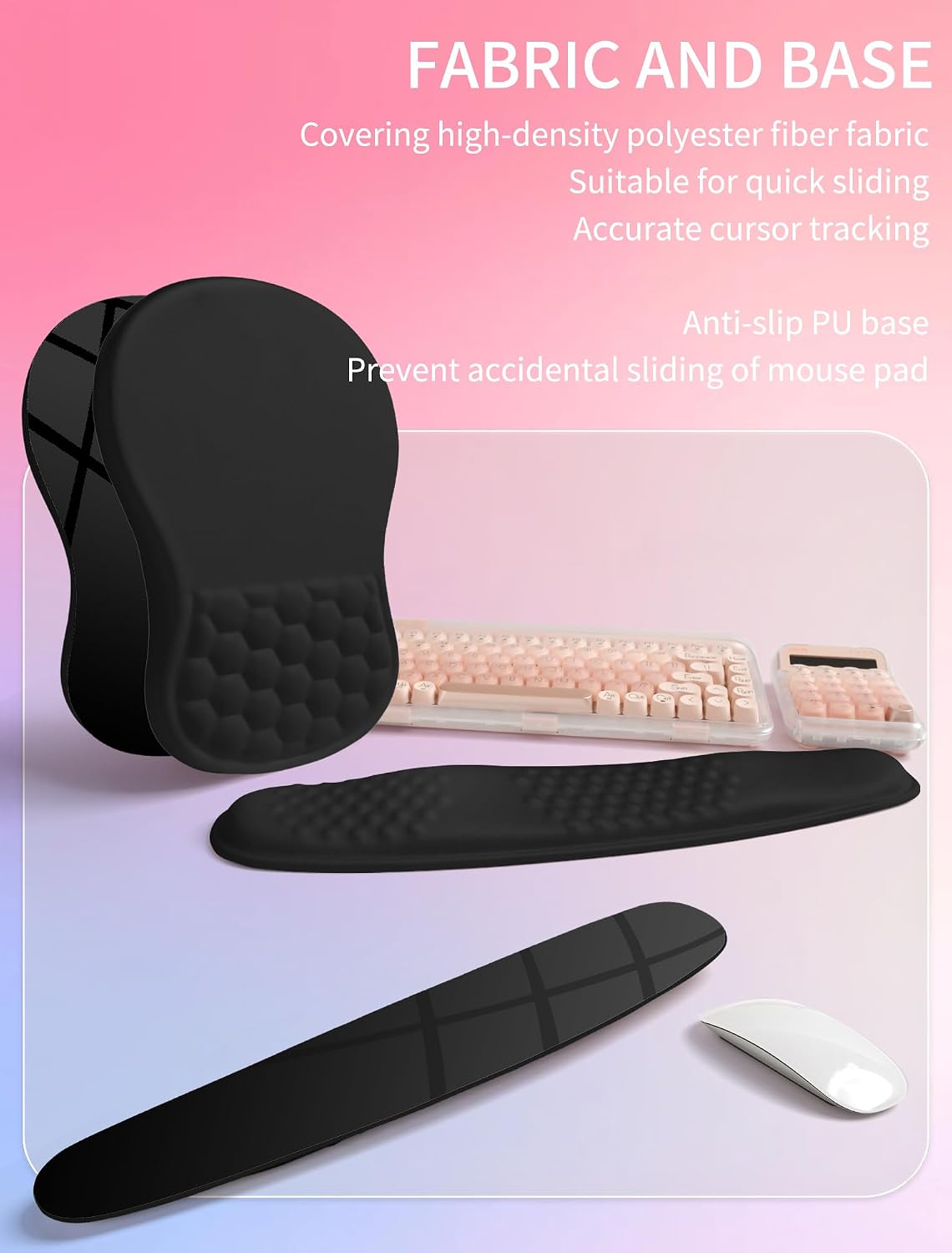 Detalle de Hokafenle KW2MP8-006 Keyboard Wrist Rest and Mouse Pad Set with Memory Foam