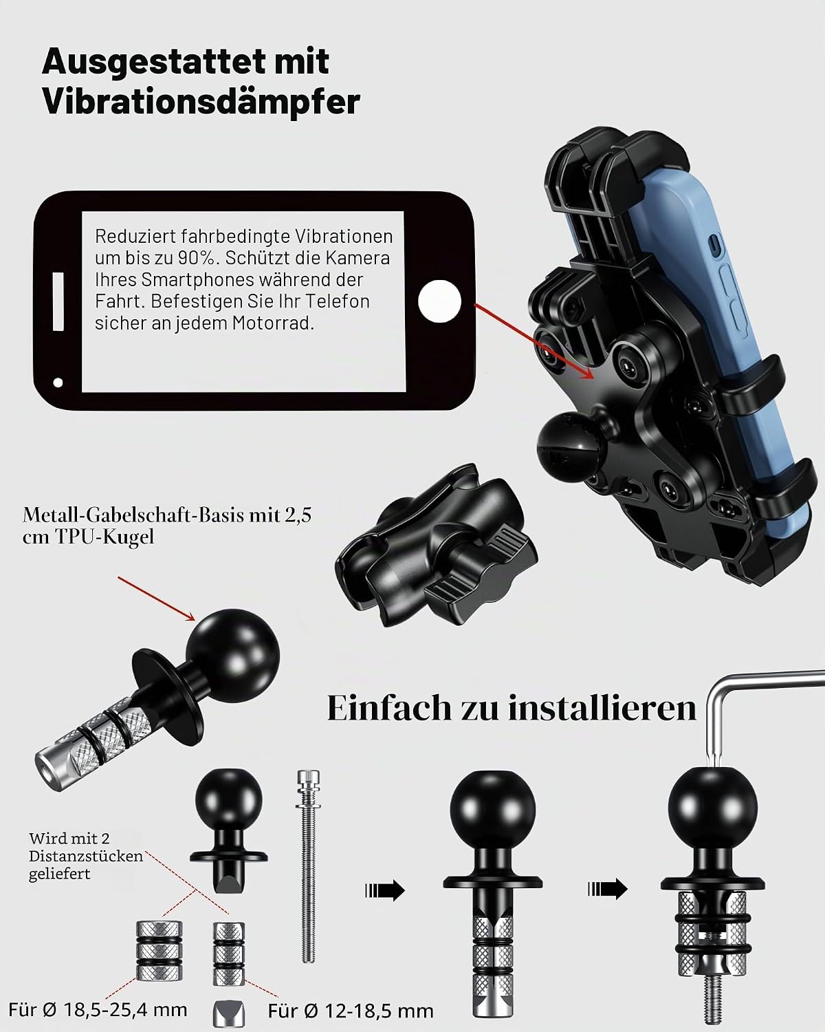 Thumbnail 6 de BRCOVAN Gabelvorbau Handyhalterung 5,4–7,2 Zoll