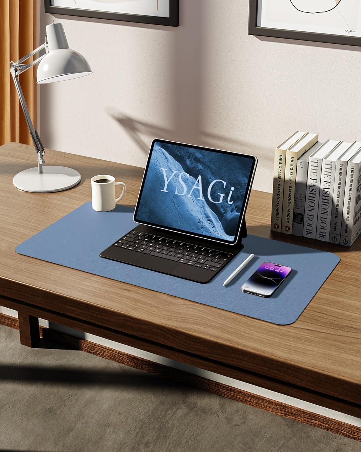 Thumbnail 4 de YSAGi Leather Desk Mat (60 x 35 cm) – Large, Non-Slip Waterproof Leather Desk Pad in Sea Blue