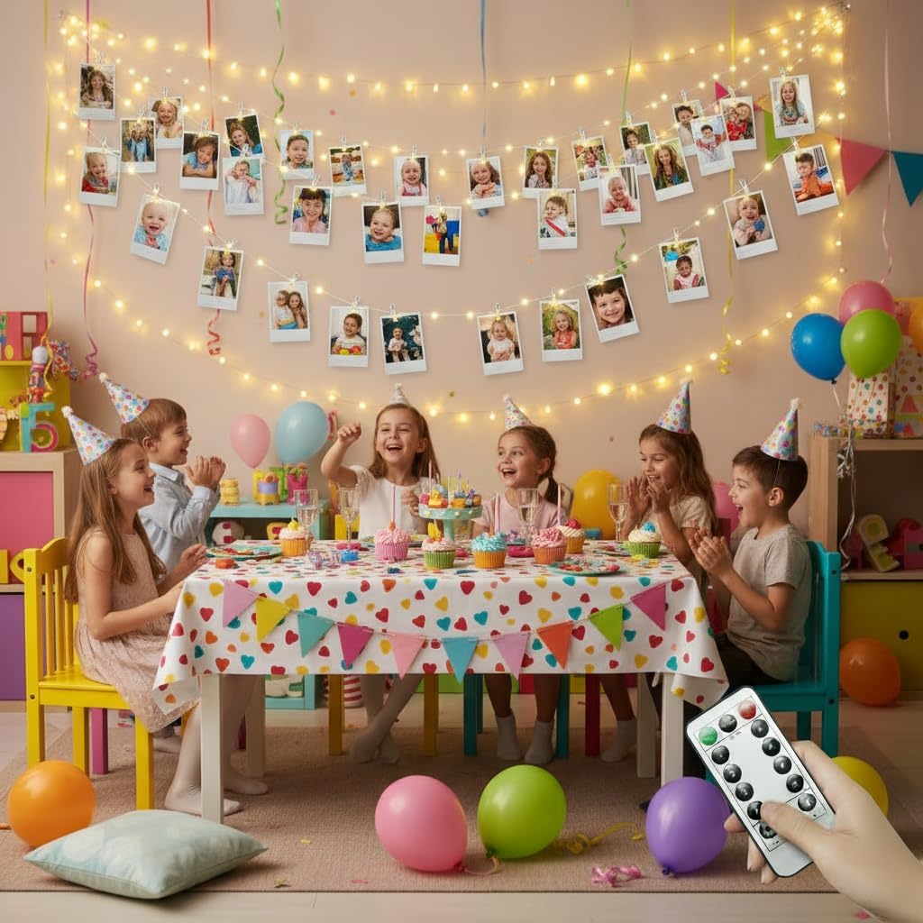 Detalle de Microwear Garland lichtslinger met fotoclips, 10 m, 100 warmwitte leds