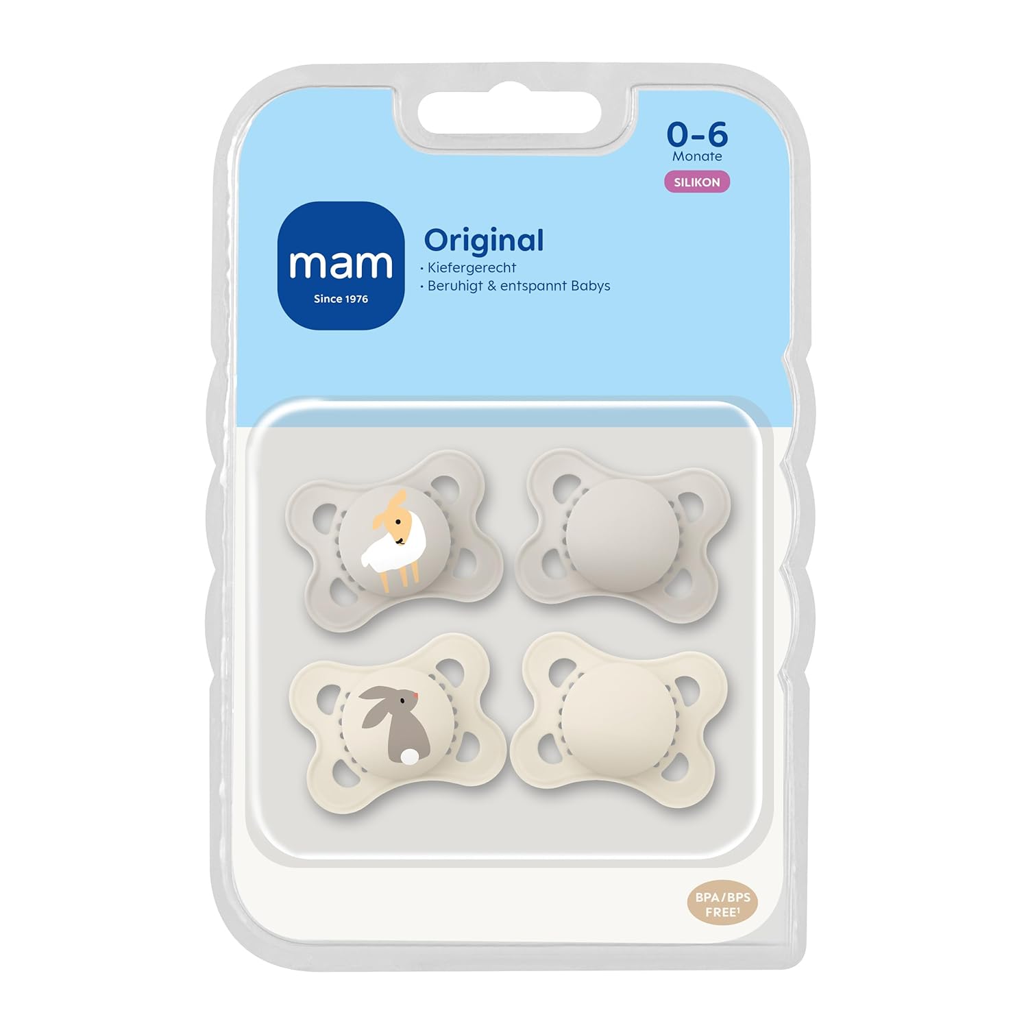 Detalle de MAM Original Schnuller 0–6 Monate im 4er-Set – SkinSoft Silikon, zahnfreundlich