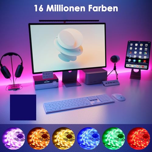 Detalle de HOVVIDA LED Strip 10M – RGB LED Streifen mit App, Fernbedienung, Musikmodus und Timing für Zuhause und Gewerbe