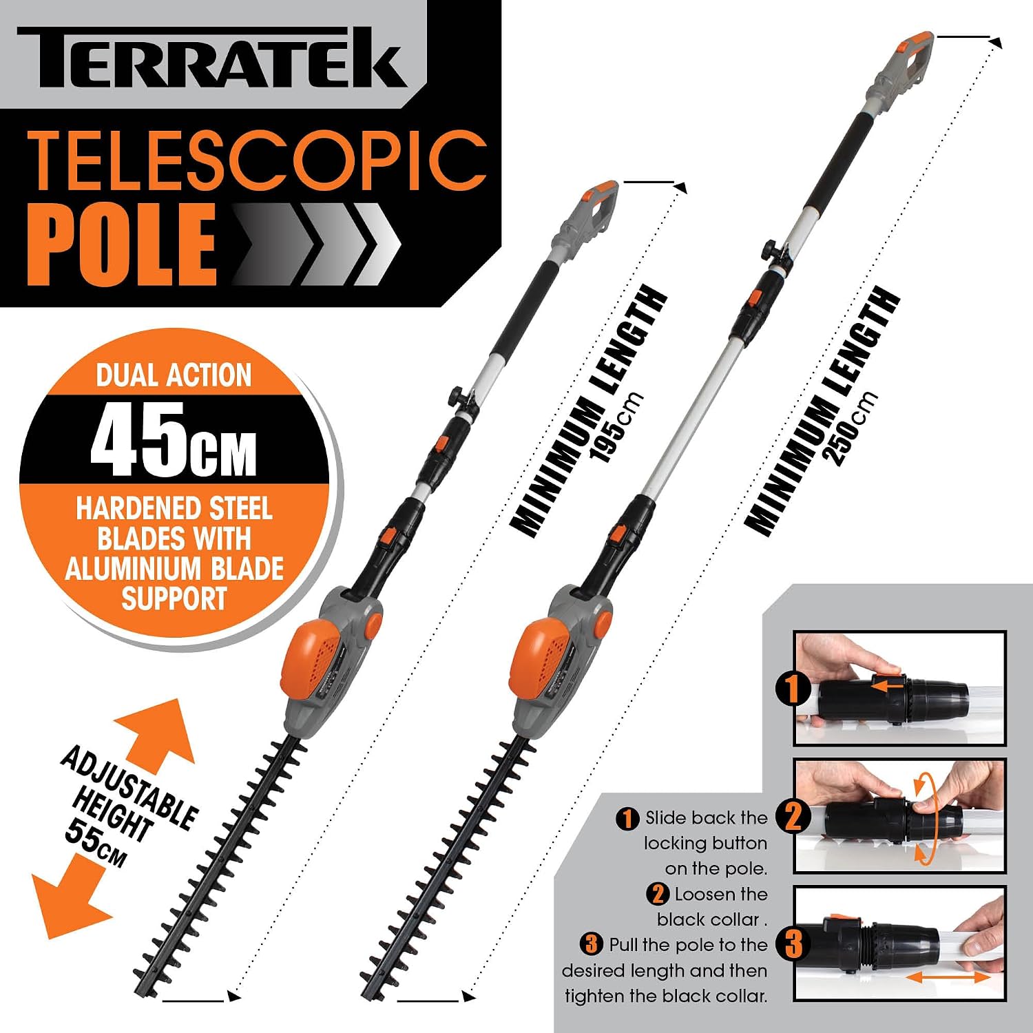 Thumbnail 2 de Terratek 550W Corded Telescopic Hedge Trimmer