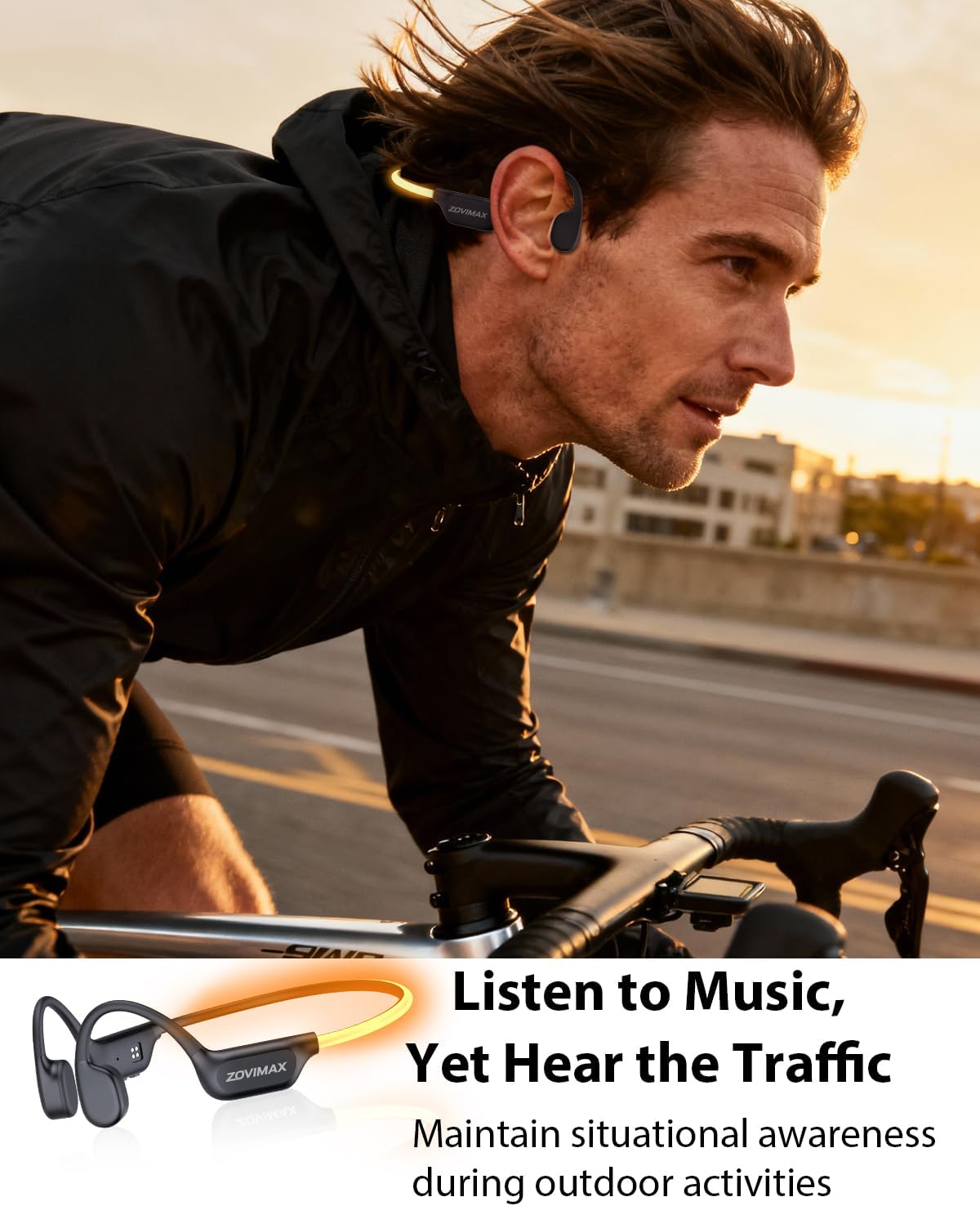 Thumbnail 3 de 2026 Bone Conduction Headphones with Adjustable LED Safety Light – Open-Ear Wireless Sports Headset