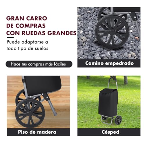 Thumbnail 7 de Carro de Compra Plegable T-LOVENDO.ES de 2 ruedas grandes, con bolsa desmontable e impermeable (hasta 25 kg)