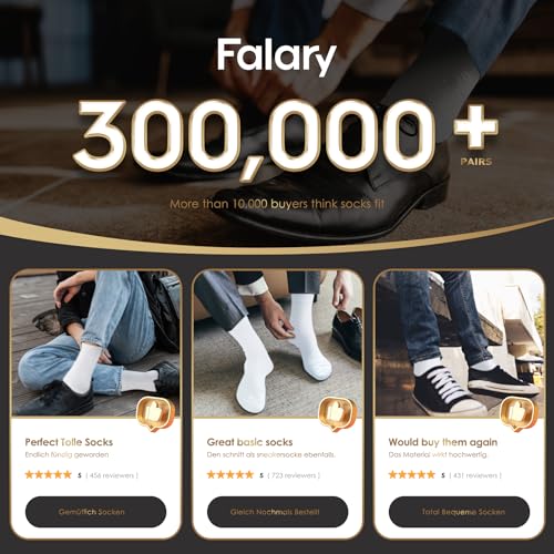Detalle de FALARY Mens Socks 9-12 White – 12-Pair Multipack for Comfort, Breathability and Durability