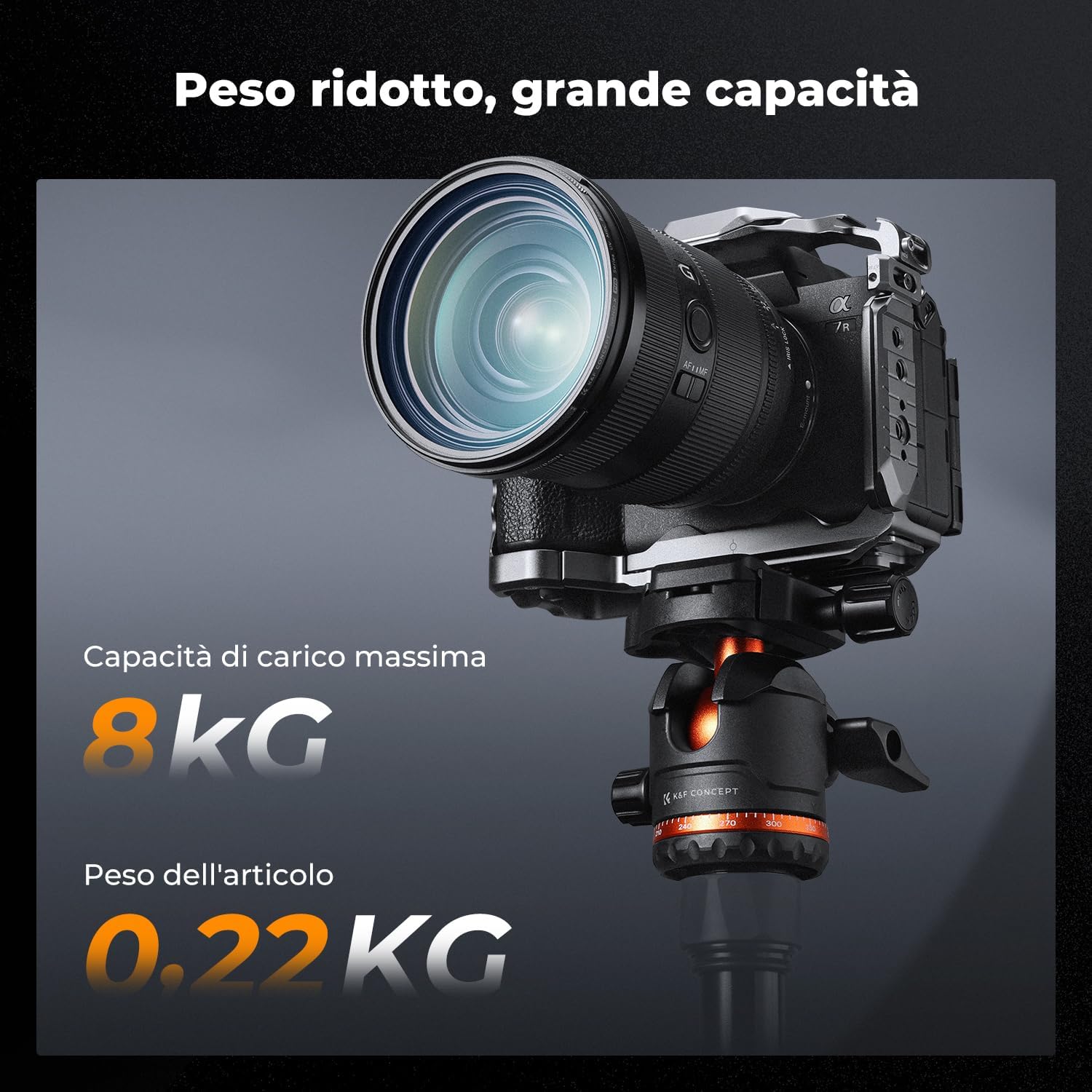 Thumbnail 3 de K&F CONCEPT Testa panoramica da 36 mm per treppiede – 8 kg, attacco Arca Swiss e rotazione a 360°