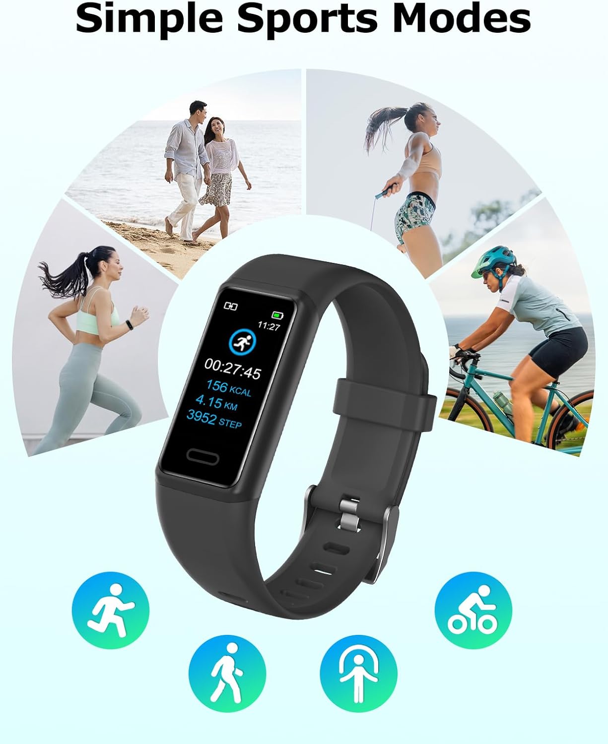 Thumbnail 2 de Cloudpoem fitness watch with heart rate, sleep monitor, step & calorie tracking (IP68) with call/message notifications