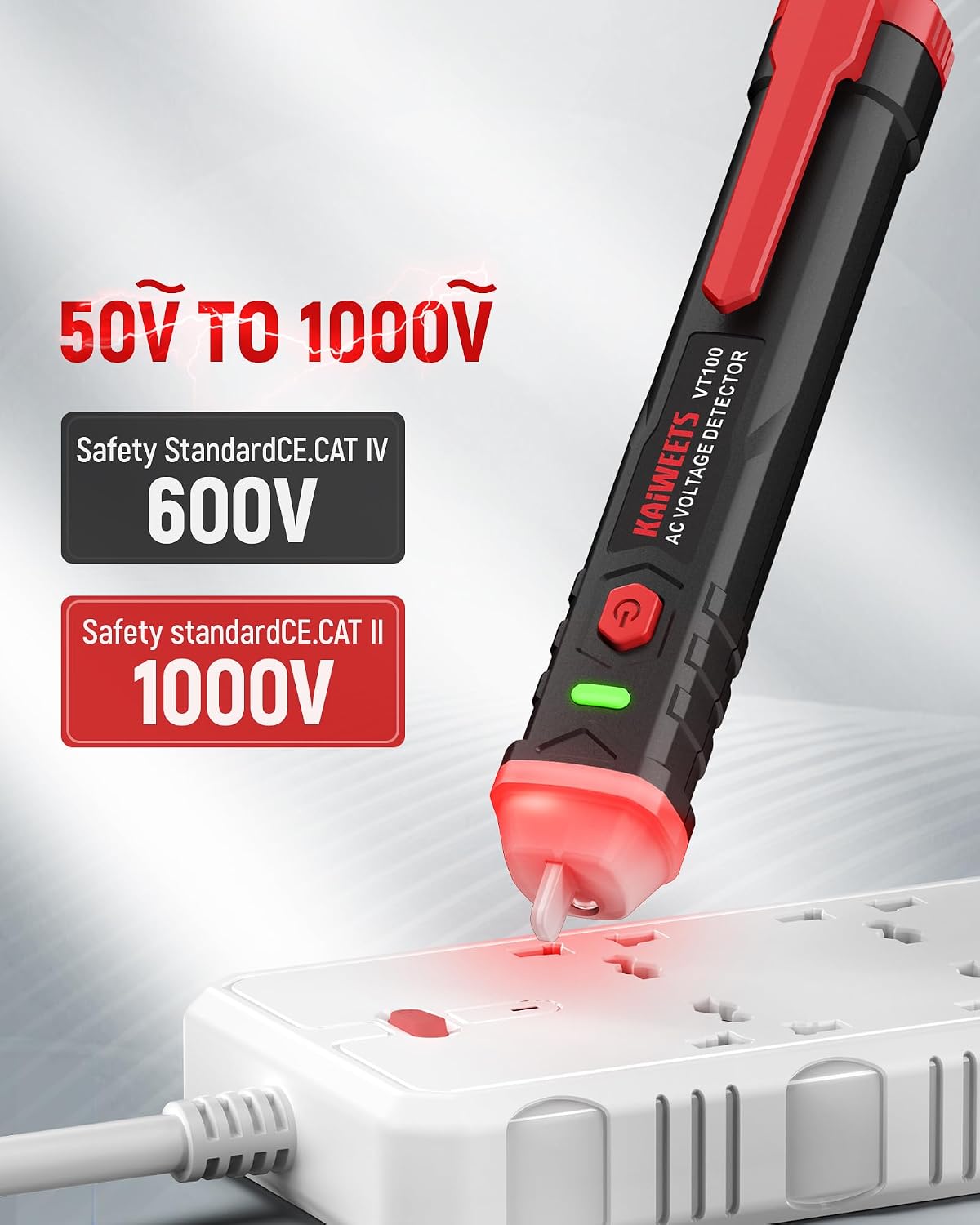 Detalle 1 de KAIWEETS Voltage Tester VT100K non-contact detector pen (50V to 1000V AC)