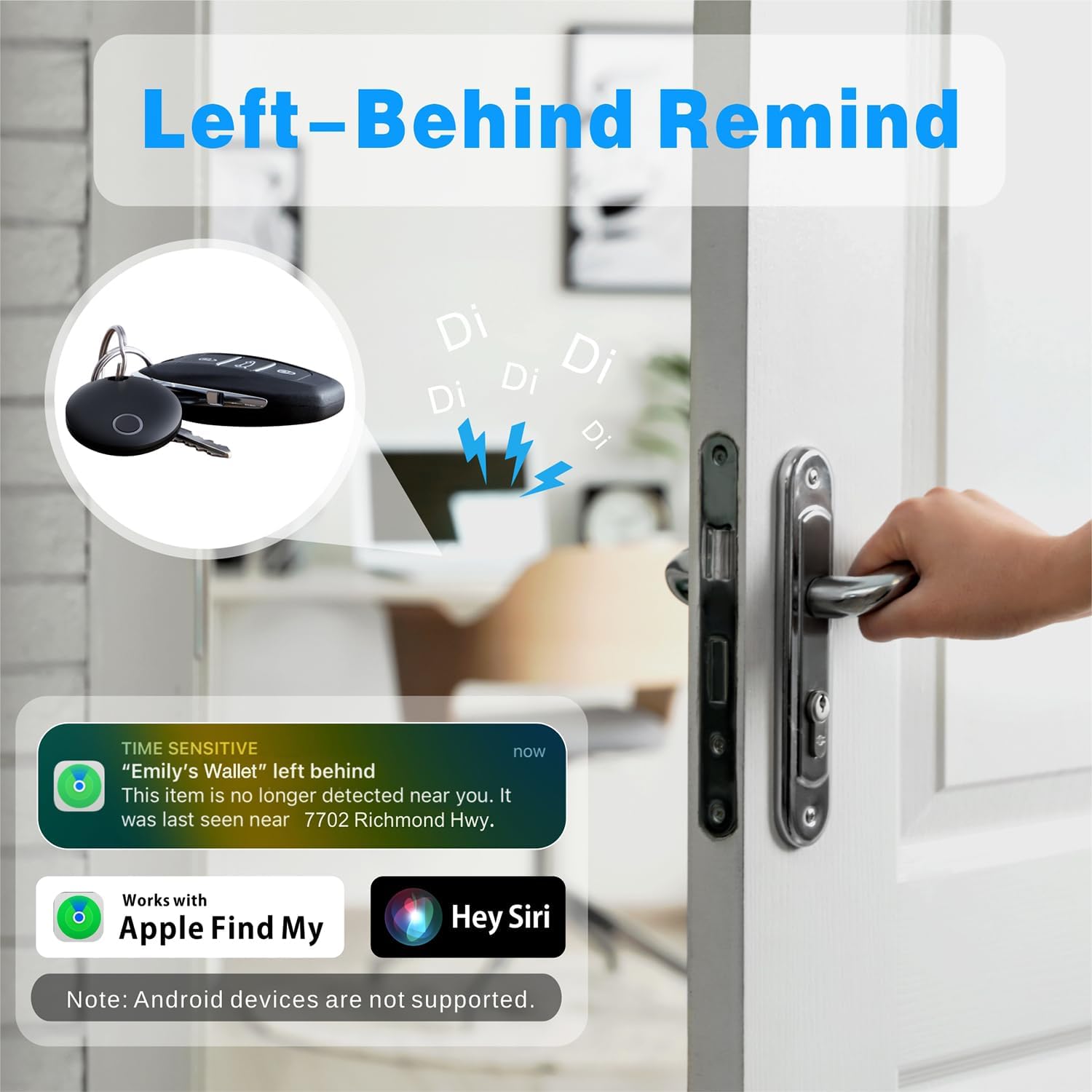 Detalle de Bestray Air Tracker Tags (lot de 2) : trackers intelligents étanches pour clés, sac et portefeuille via l’app Find My