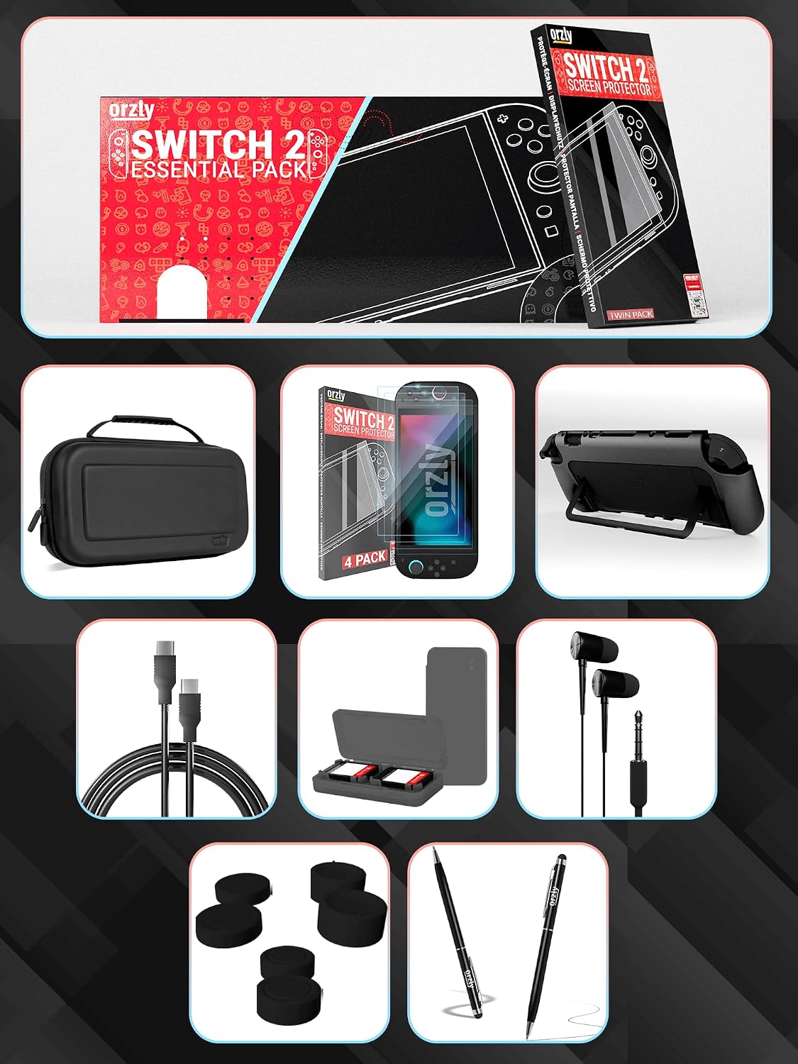 Detalle de Orzly Switch 2 Accessories Bundle Carry Case 2025