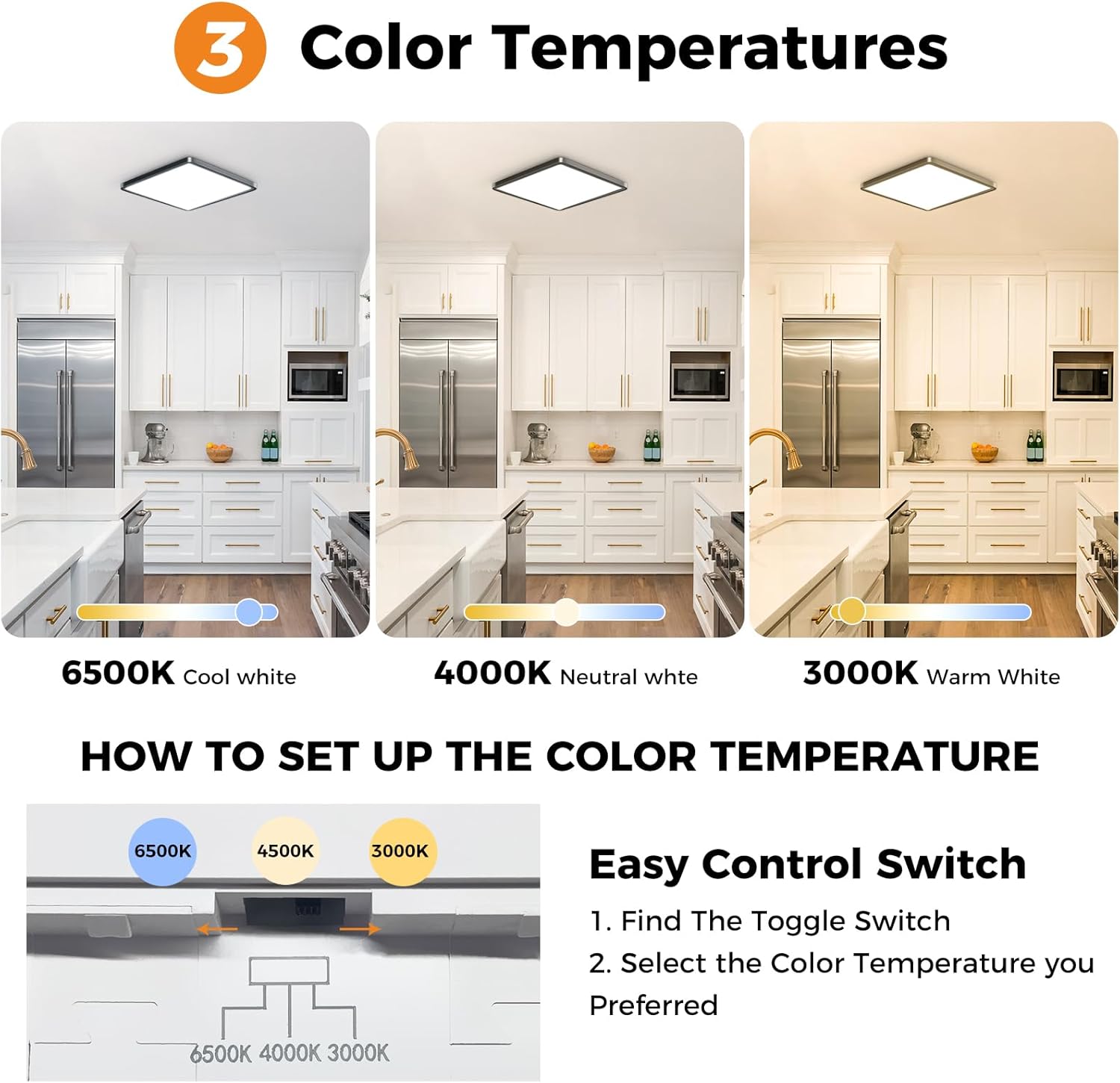 Thumbnail 3 de Slochi LED Ceiling Light: 3 Colour Temps, IP54, Ø22cm in Black