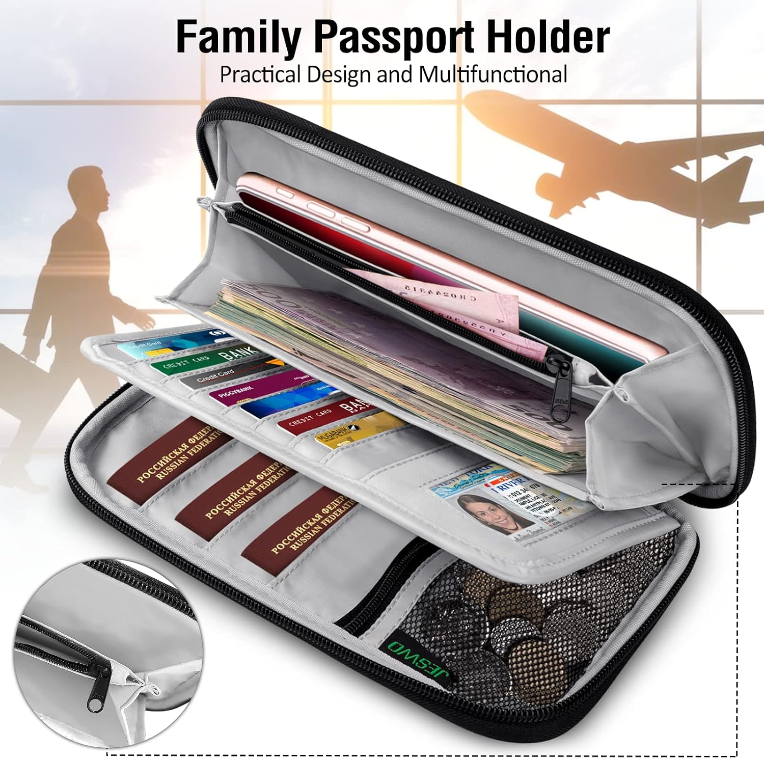Thumbnail 2 de LUROON Passport Holder RFID 5 pockets