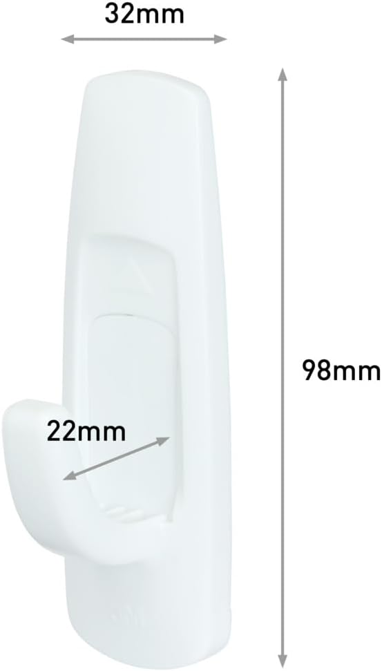 Detalle de Command Large Utility Hook, Pack of 7 Hooks and 12 Adhesive Strips (White) – Damage-Free Hanging