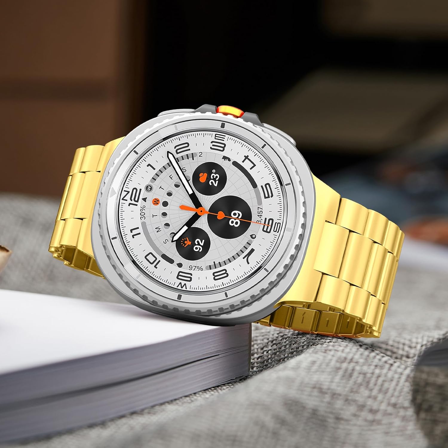 Detalle 2 de LEIXIUER Metal Strap for Samsung Galaxy Watch 8 & Classic 46mm — Titanium Stainless Steel with Folding Clasp