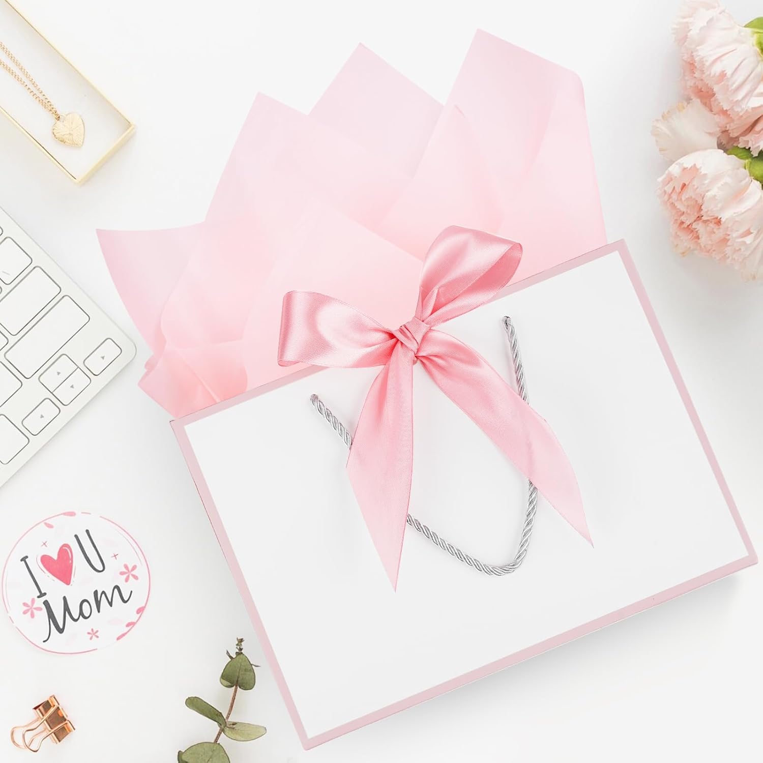 Thumbnail 2 de Mifferer Papier-Geschenktüten-Set mit 2 Taschentüchern und Karten (20 x 10 x 28 cm) – 2 Stück