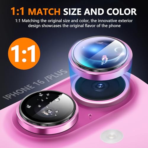 Thumbnail 3 de Diruite Protection Objectif Caméra iPhone 16 rose