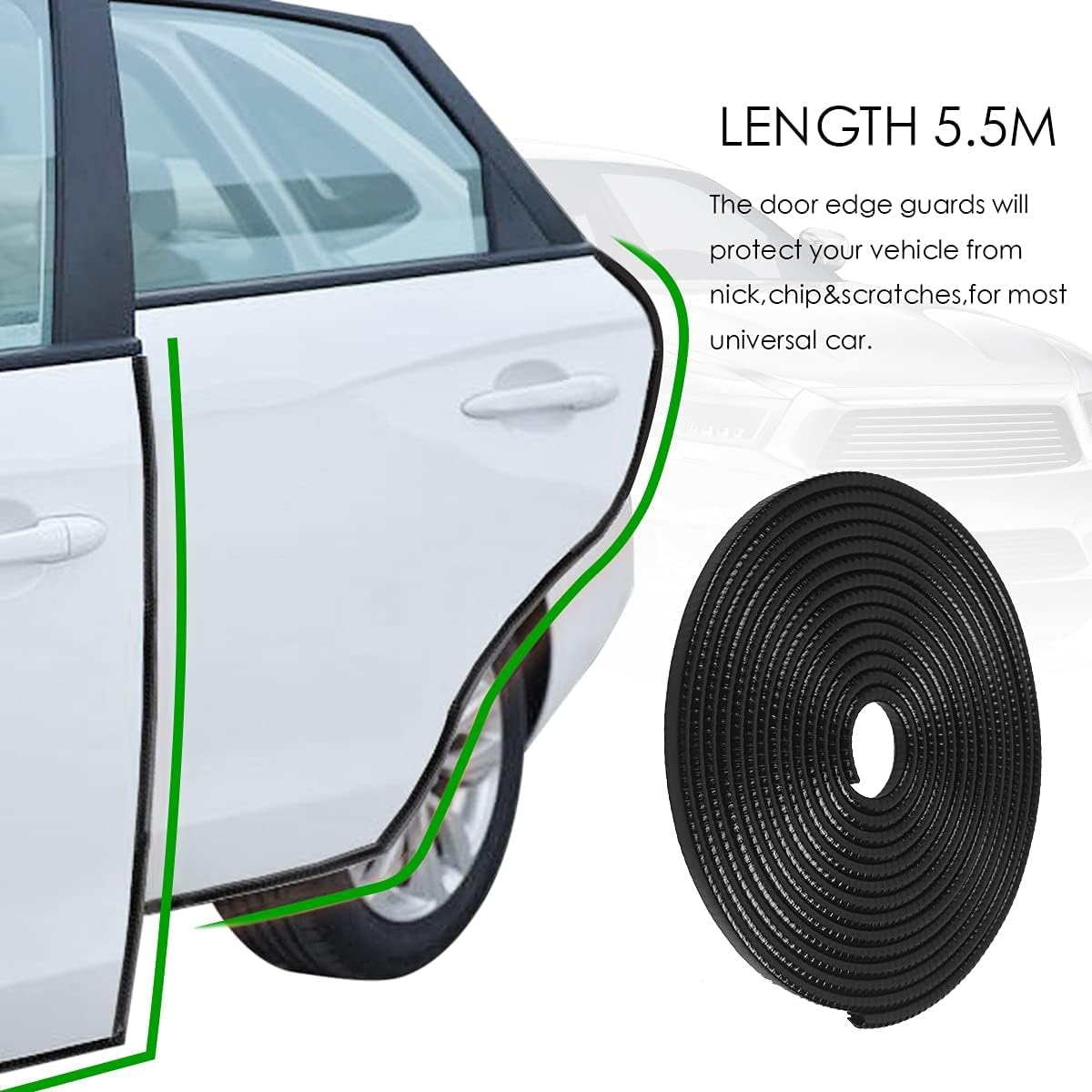 Thumbnail 3 de URAQT Car Door Edge Guards – U-Shape Rubber Door Protector, 5.5 m