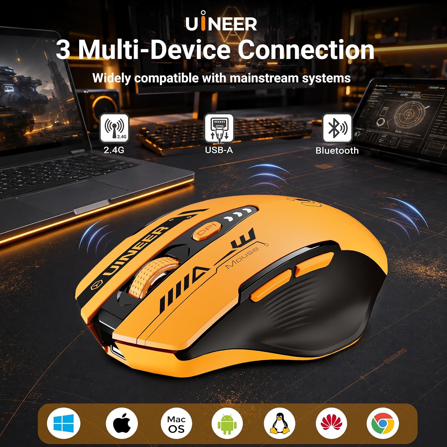 Detalle de Uineer Wireless Mouse 12,800 DPI
