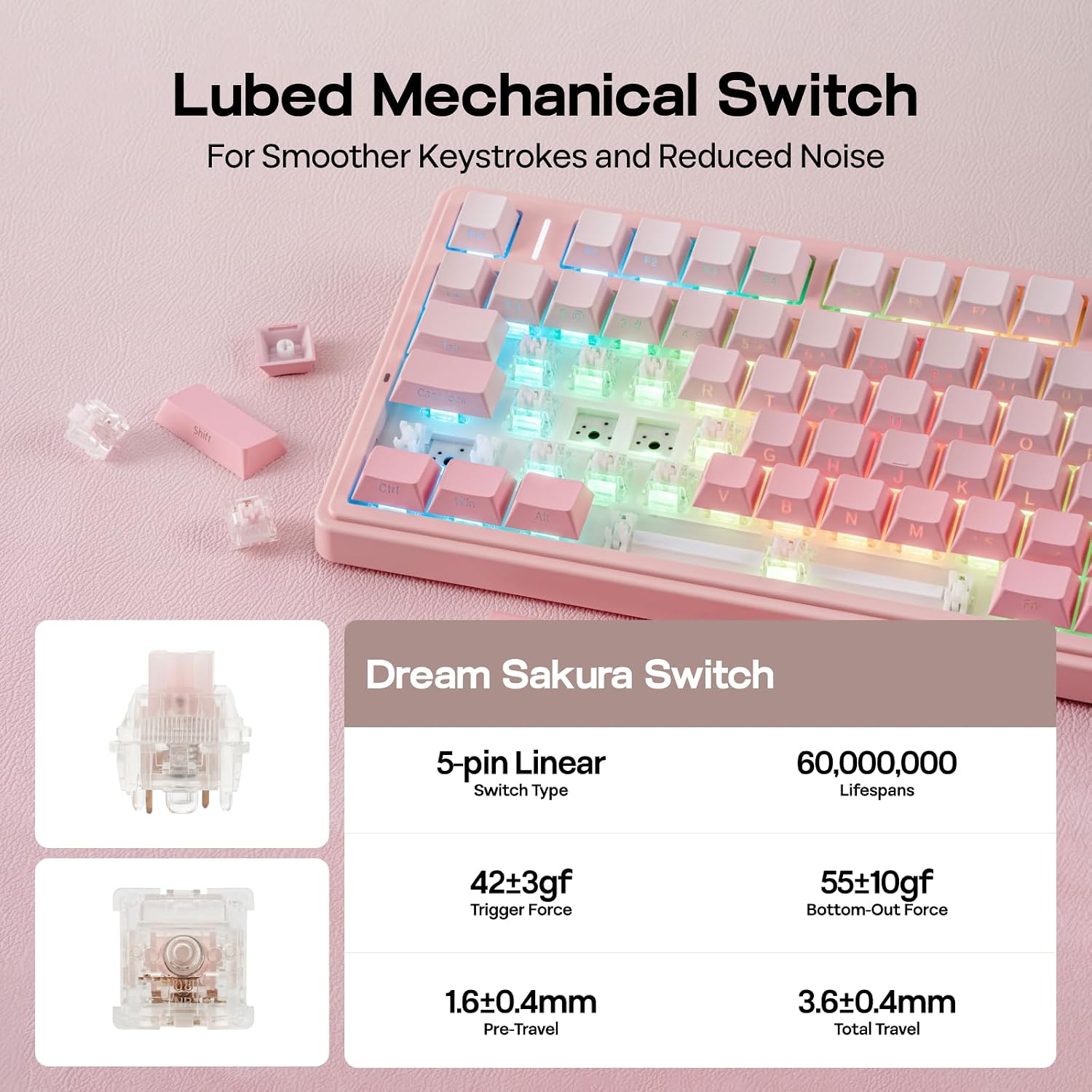 Thumbnail 3 de EPOMAKER X Aula F75 75% Wireless Gaming Keyboard (Pink) — Compact, Quiet, and Fully Customizable