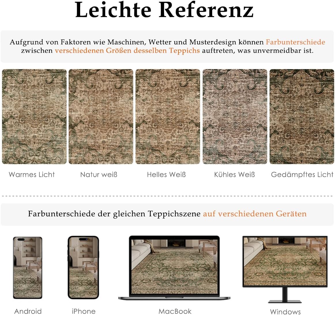 Thumbnail 1 de Waschbarer Vintage Grün Teppich für Wohnzimmer, Schlafzimmer & Büro (200x300 cm)