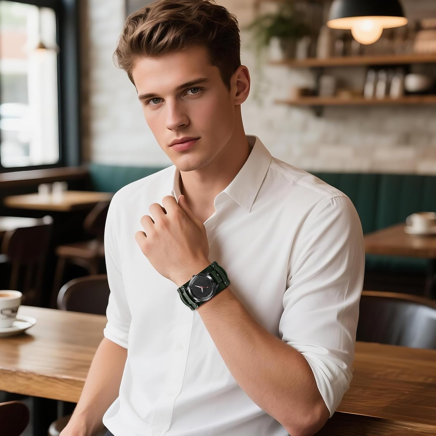 Thumbnail 2 de OIDEA Herren-Armbanduhr im Steampunk-Look mit Echlederarmband und Quarzwerk