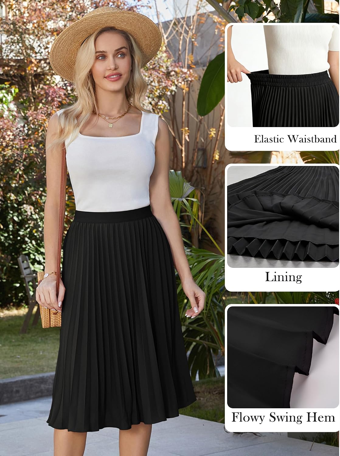 Thumbnail 4 de GRACE KARIN Pleated Chiffon Midi Skirt 1️⃣0️⃣0% Comfort