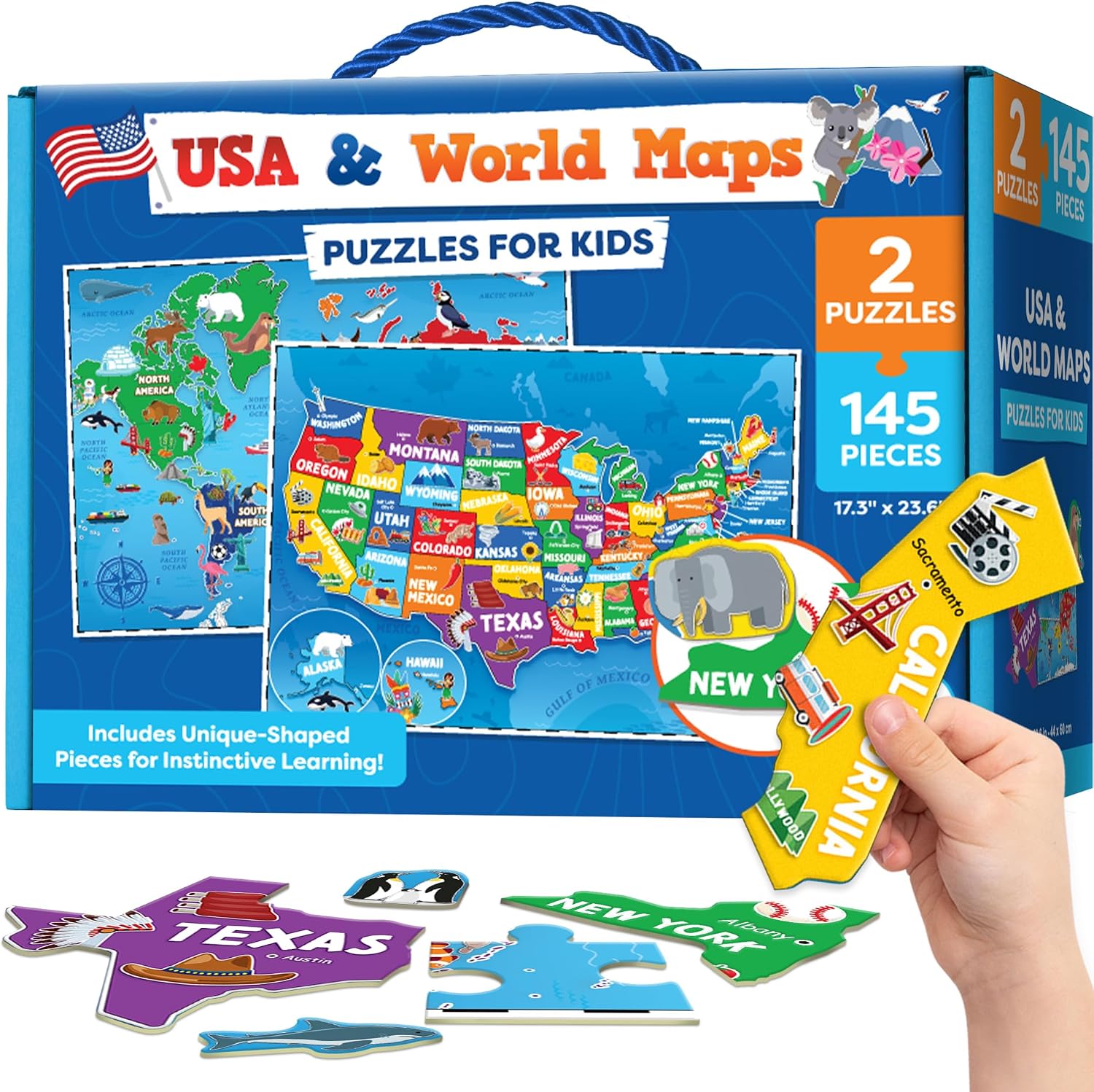 Detalle de 145pc Geography Puzzles for Kids Ages 4-8